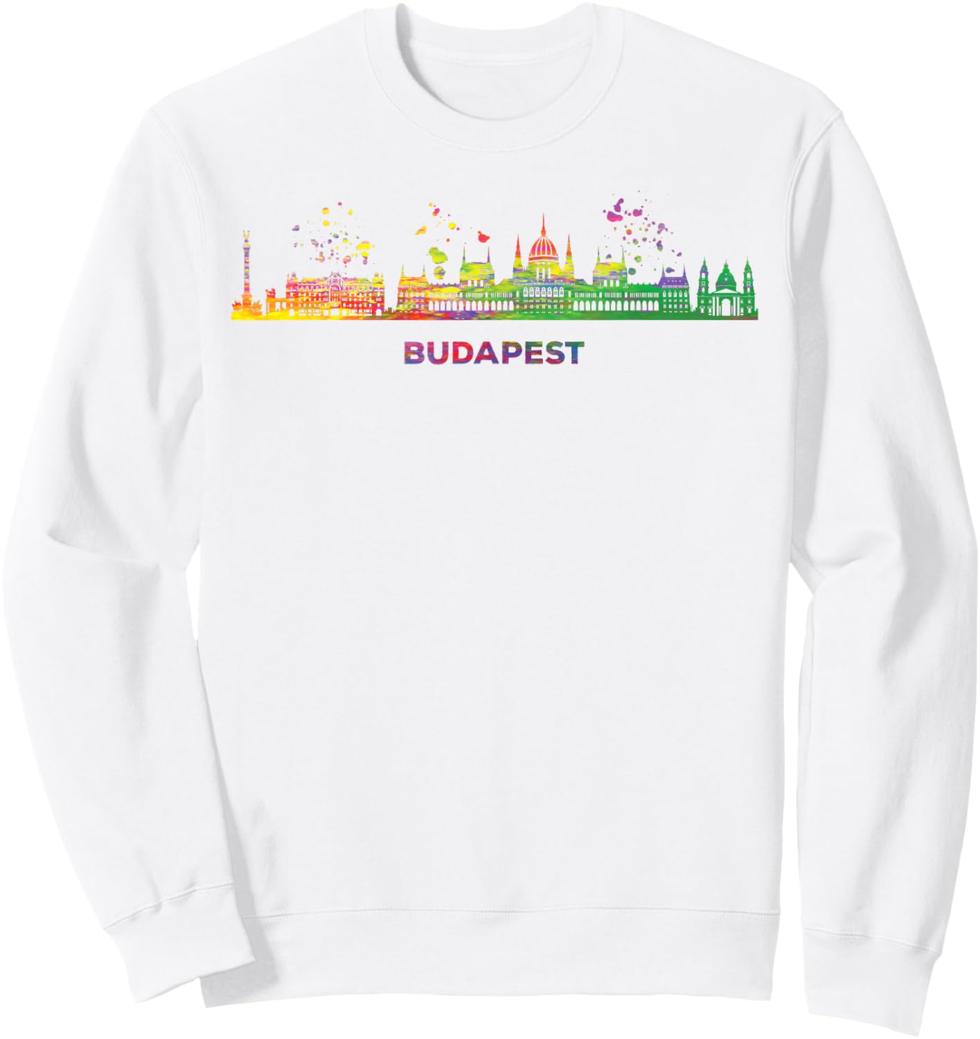 Budapester Skyline Colorful Cityscape Budapest Sweatshirt - Sweatshirt | White