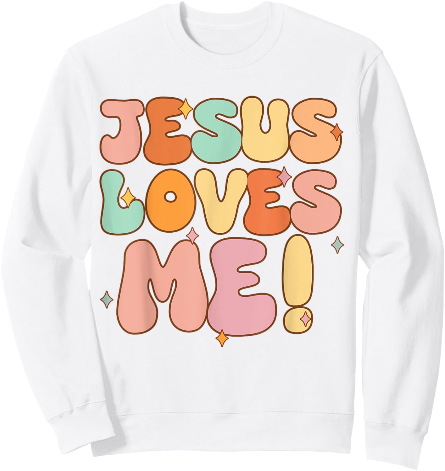 Boys Jesus Loves Me-Shirt Groovy Toddler Girl Kid Christian Sweatshirt - Sweatshirt | White