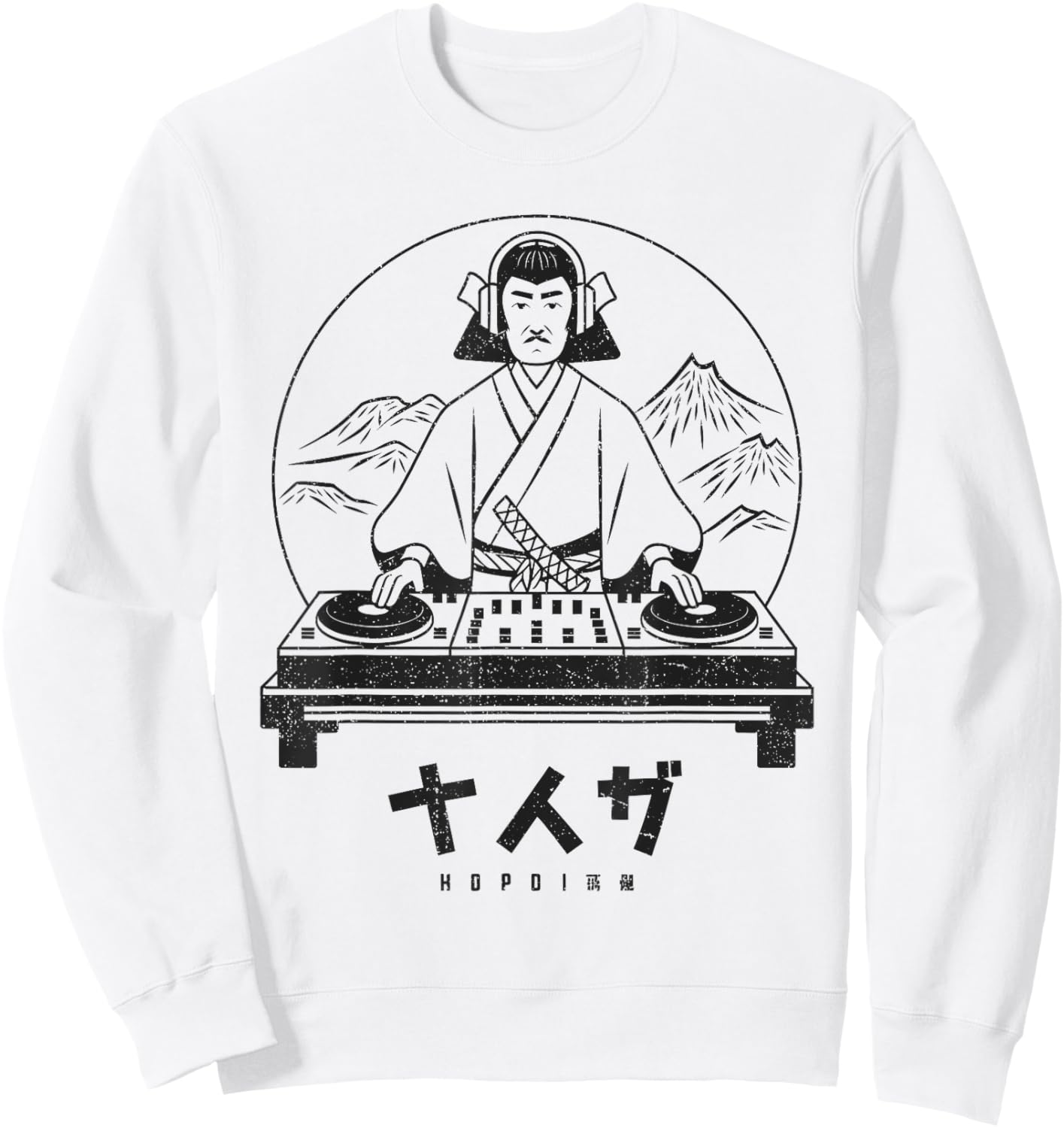 Japanese DJ Music Lover Samurai Japan Art Men Women Sweatshirt - Sweatshirt | White