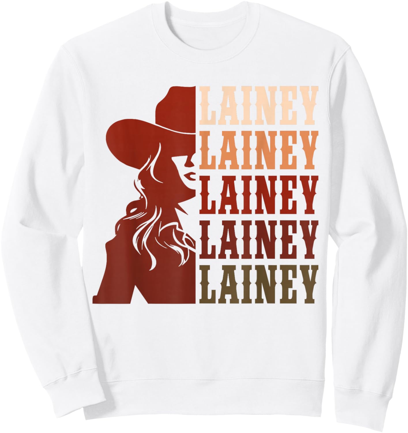 Girl Retro First Name Lainey Personalized Cowgirl Party Sweatshirt - Sweatshirt | White