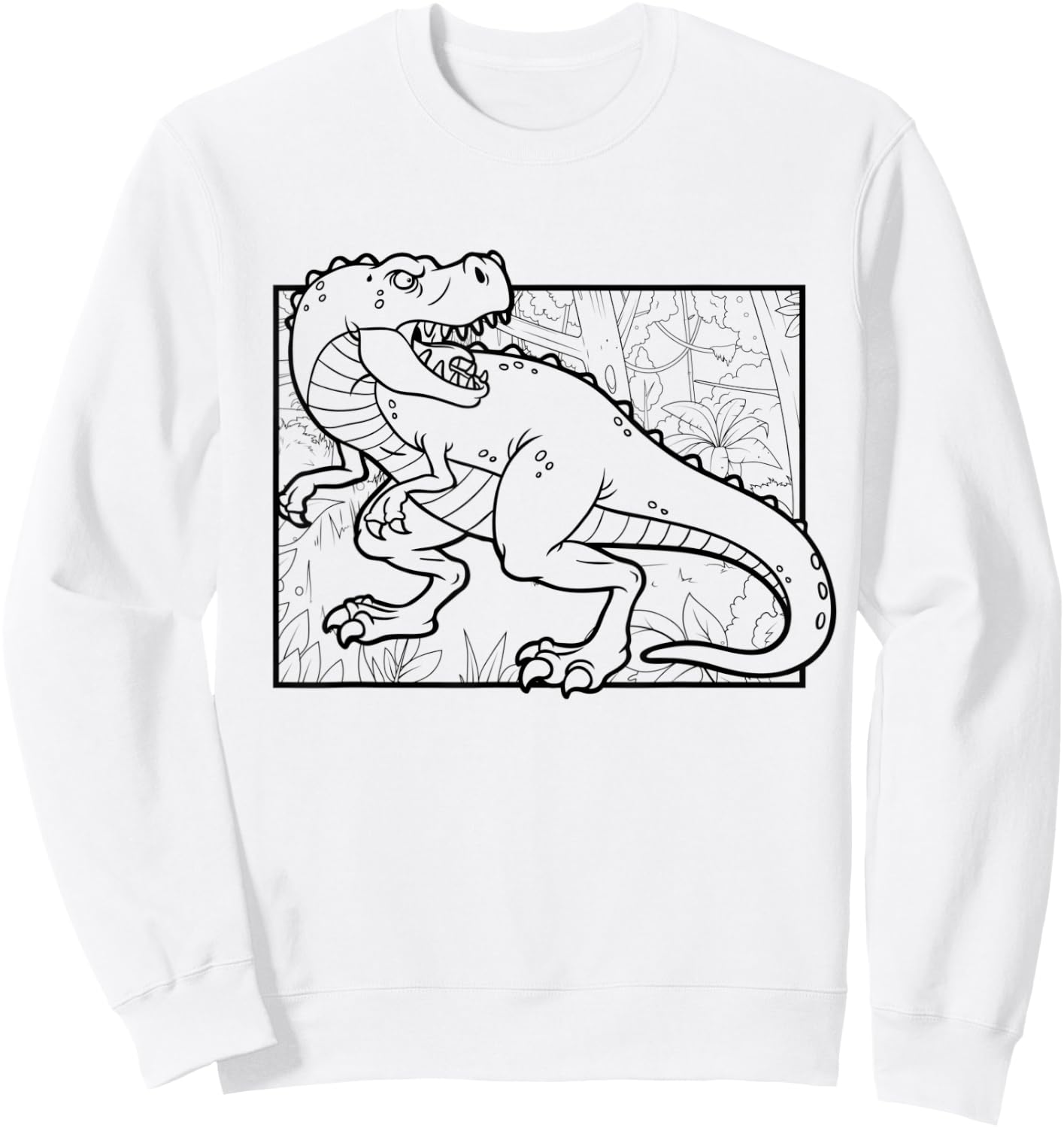 Dino Motif For Coloring And Painting For Artists Children Sweatshirt - Sweatshirt | White