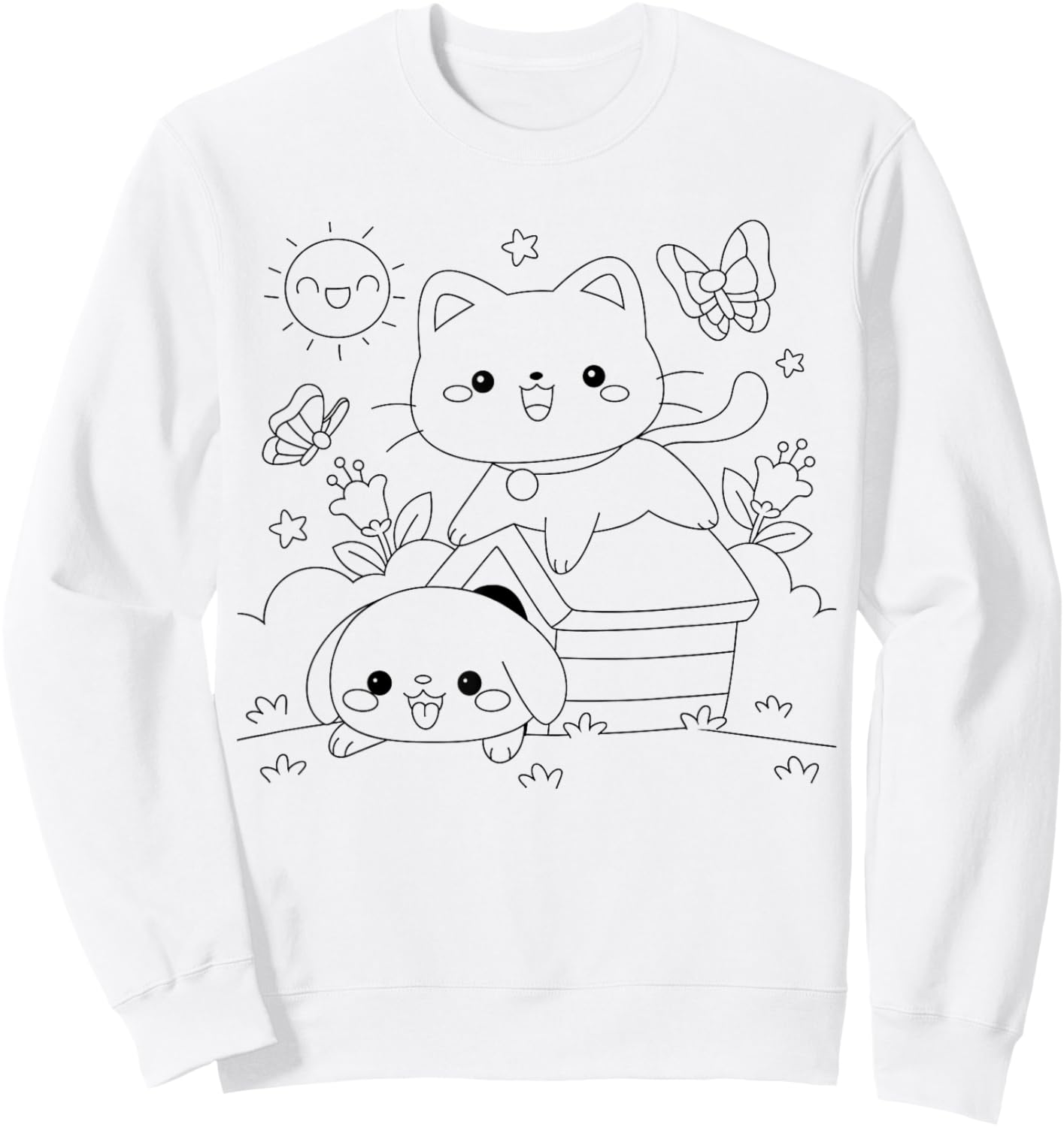 Cat with dog to paint and color Sweatshirt - Sweatshirt | White