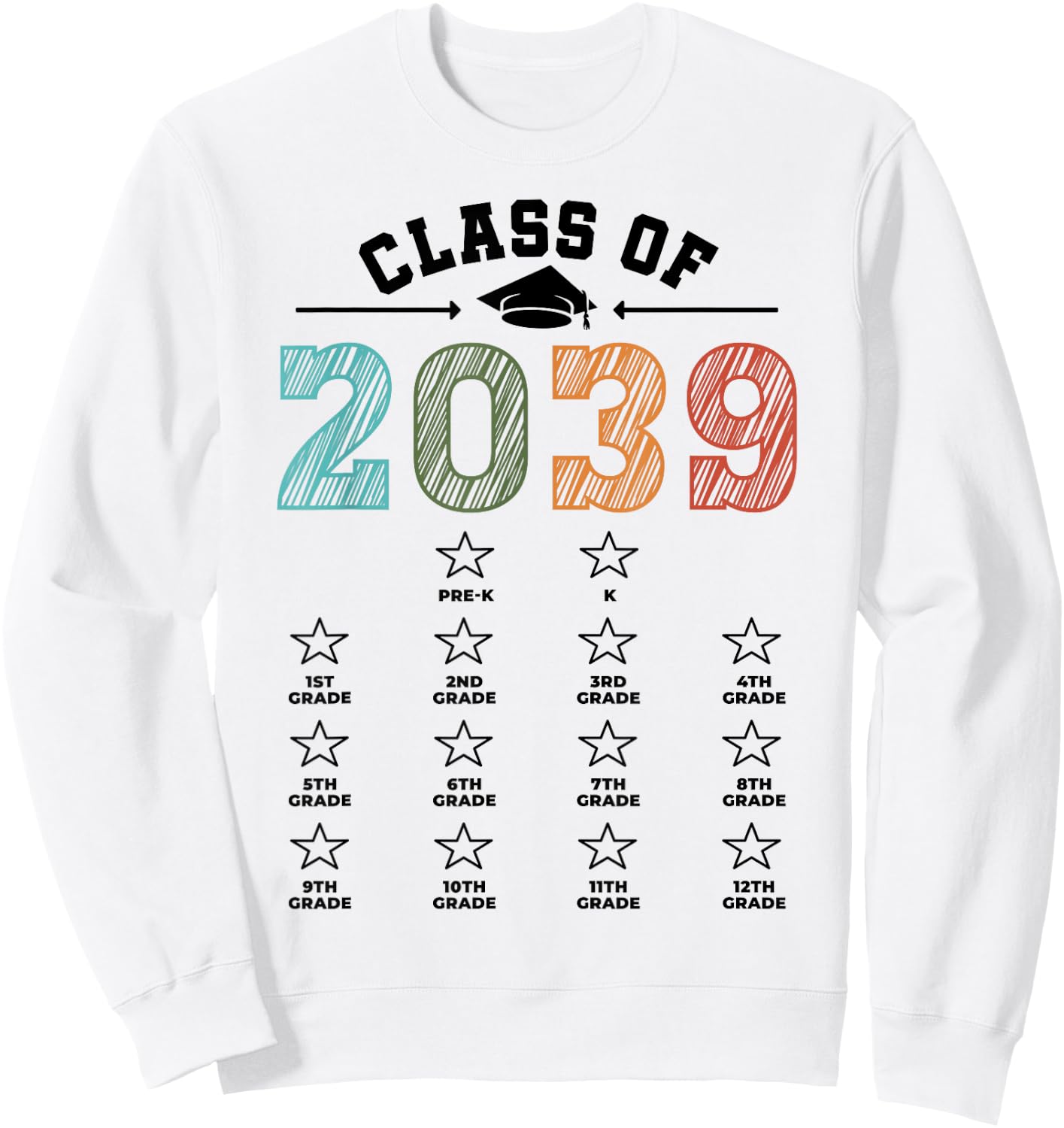 Class Of 2039 Shirt Mom Dad Checklist Pre-k 12th Grade 2039 Sweatshirt - Sweatshirt | White