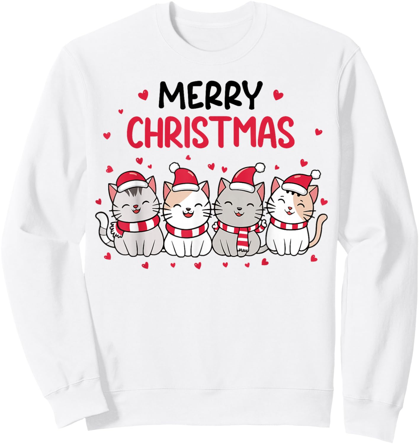 Merry Catmas Merry Christmas Tree Cat Lover Cat Mom Cat Dad Sweatshirt - Sweatshirt | White
