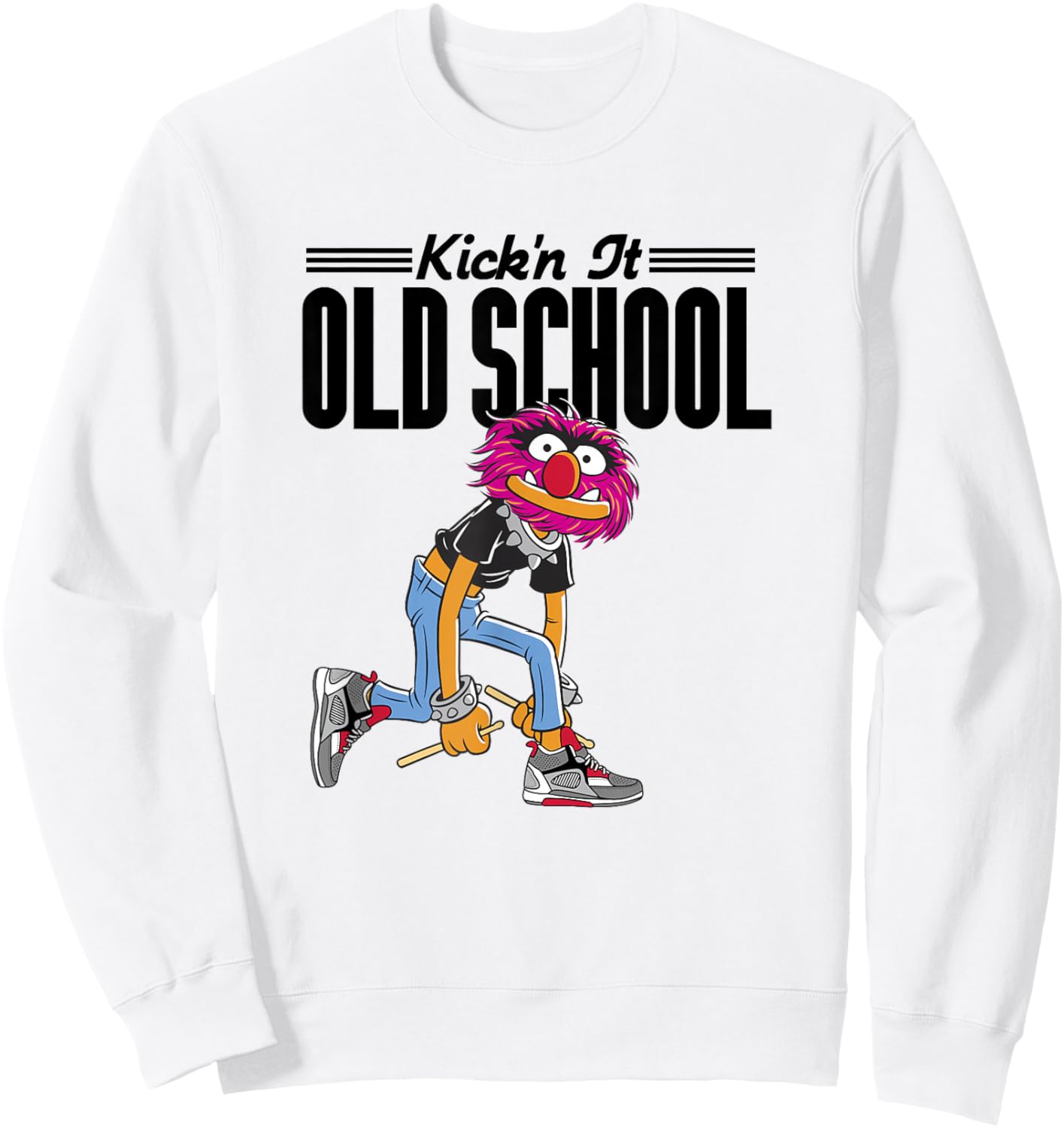 Disney The Muppets Kick'n It Old School Vintage Retro Animal Sweatshirt - Sweatshirt | White