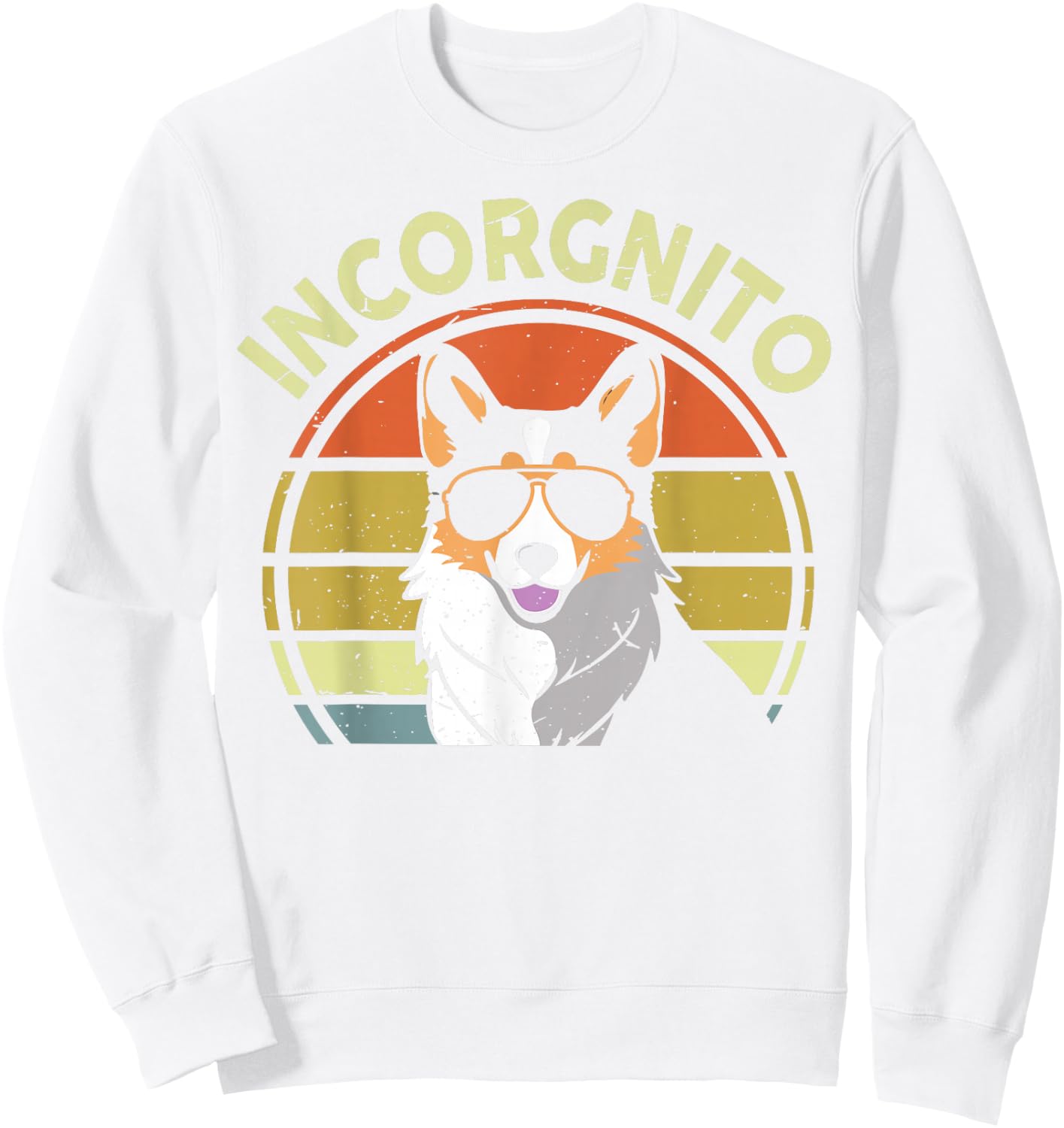 Incognito Tricolor Corgi Men Women Funny Mom Dad Lover Retro Sweatshirt - Sweatshirt | White