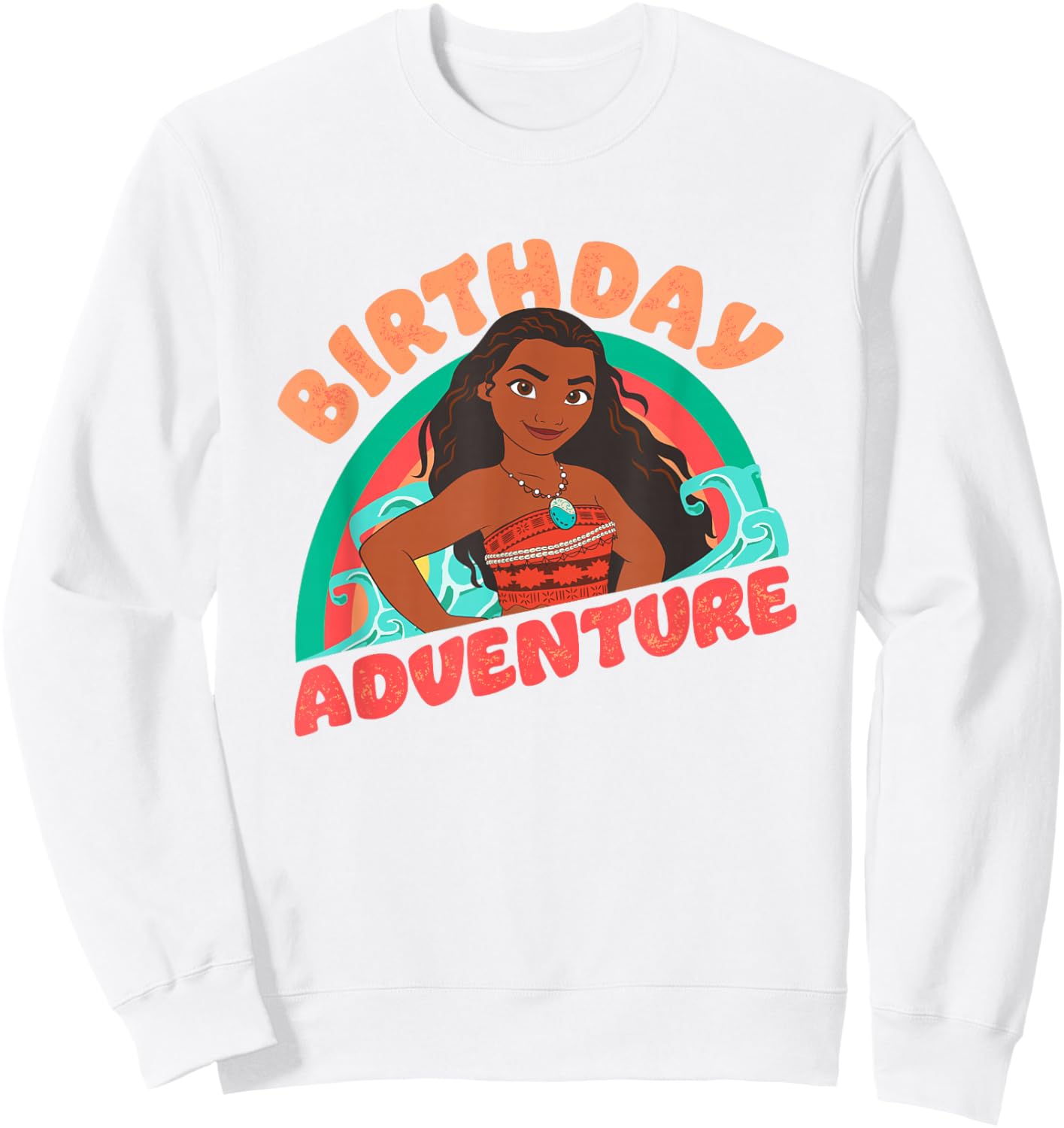 Disney Moana Brave Moana Birthday Adventure Big Chest Logo Sweatshirt - Sweatshirt | White