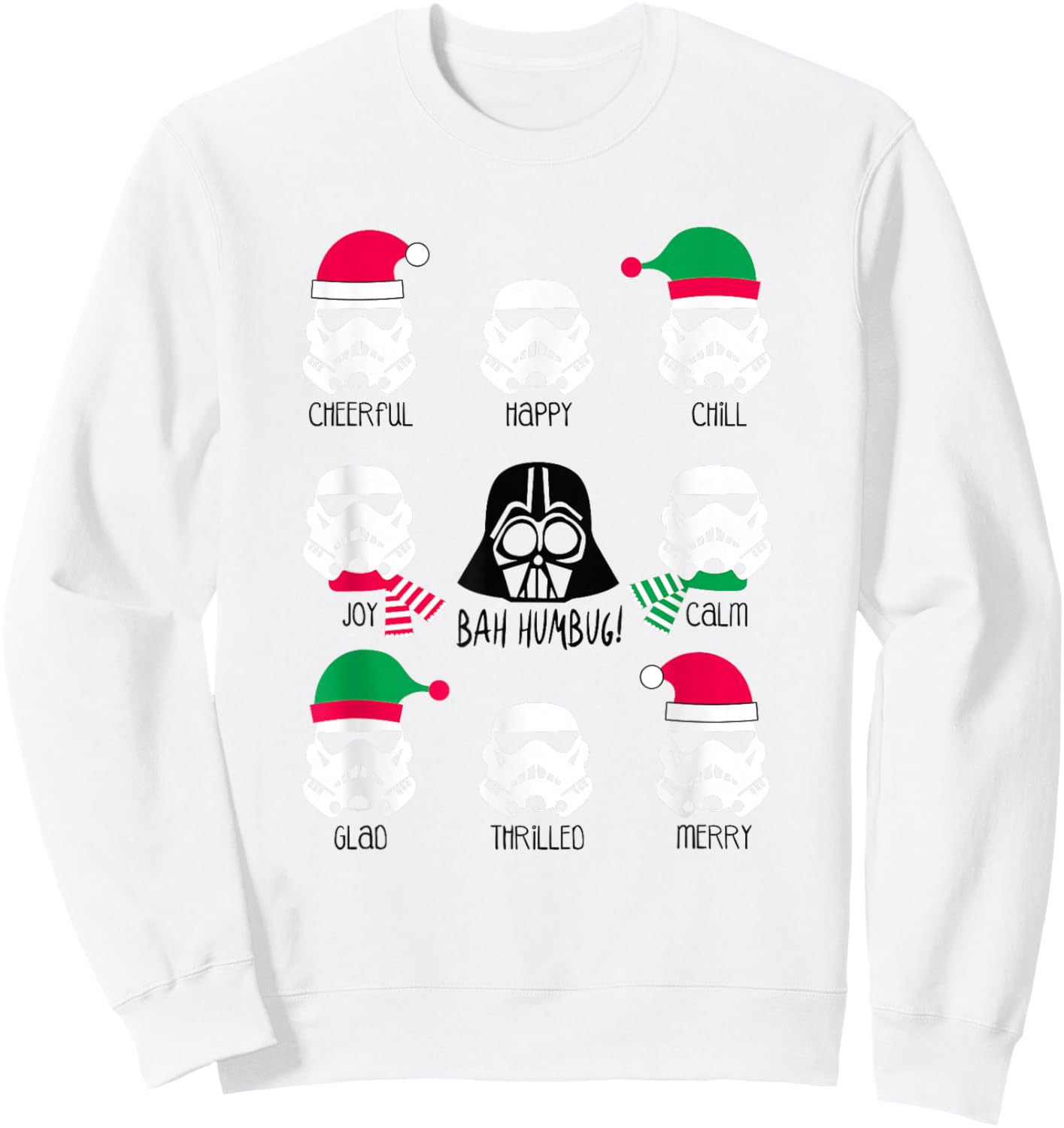 Star Wars Christmas Darth Vader Army Bah Humbug! Moods Sweatshirt - Sweatshirt | White