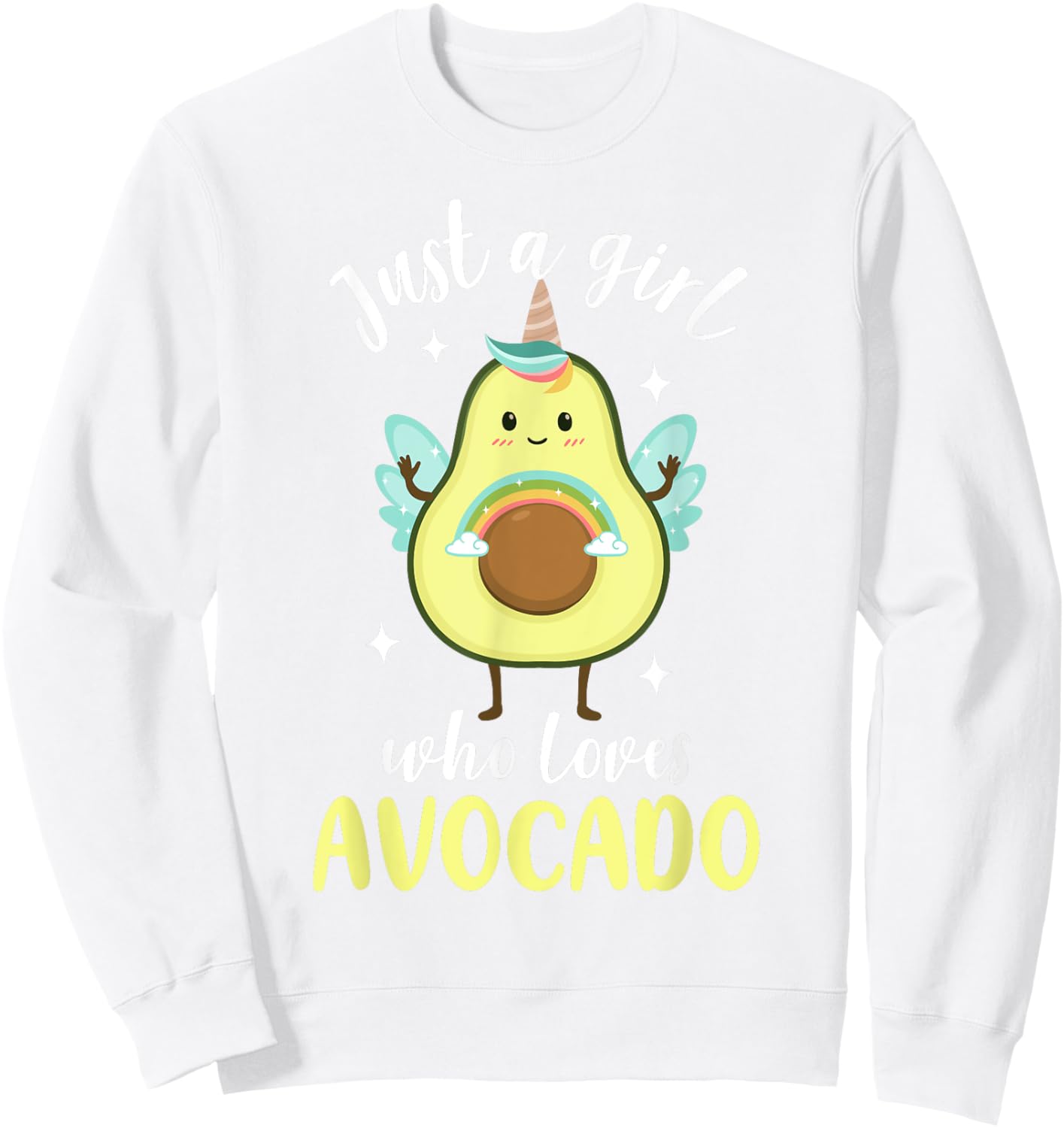 Avocado Shirt Kids Toddler Girl Just A Girl Loves Avocado Sweatshirt - Sweatshirt | White