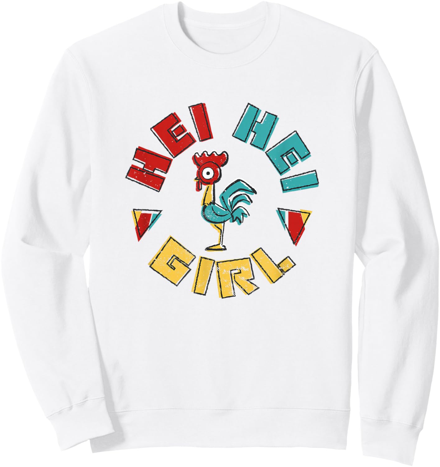 Disney Moana Hei Hei Girl Colorful Frame Big Chest Portrait Sweatshirt - Sweatshirt | White
