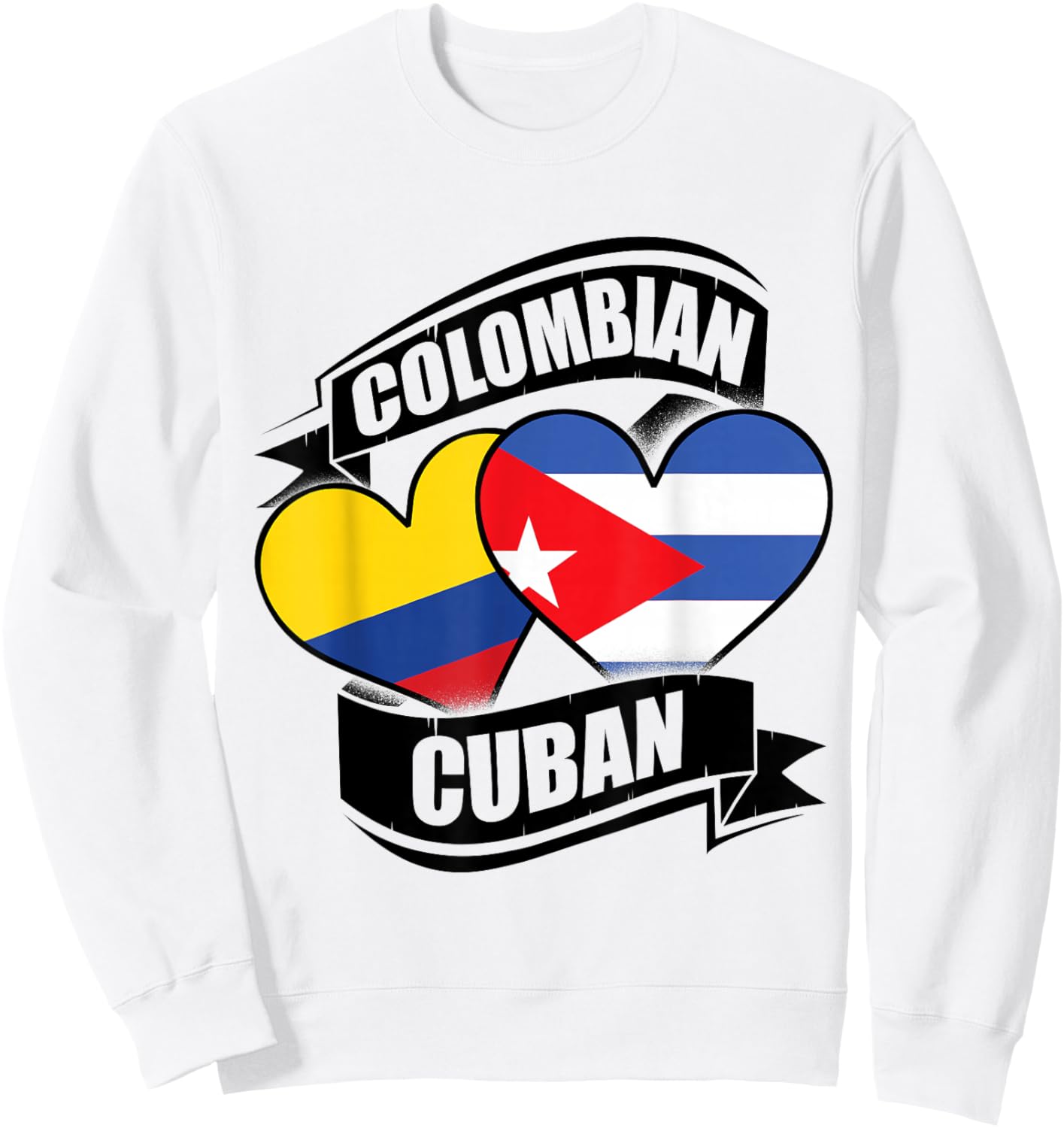 Colombian Cuban Hearts Colombia Cuba Flags Sweatshirt - Sweatshirt | White