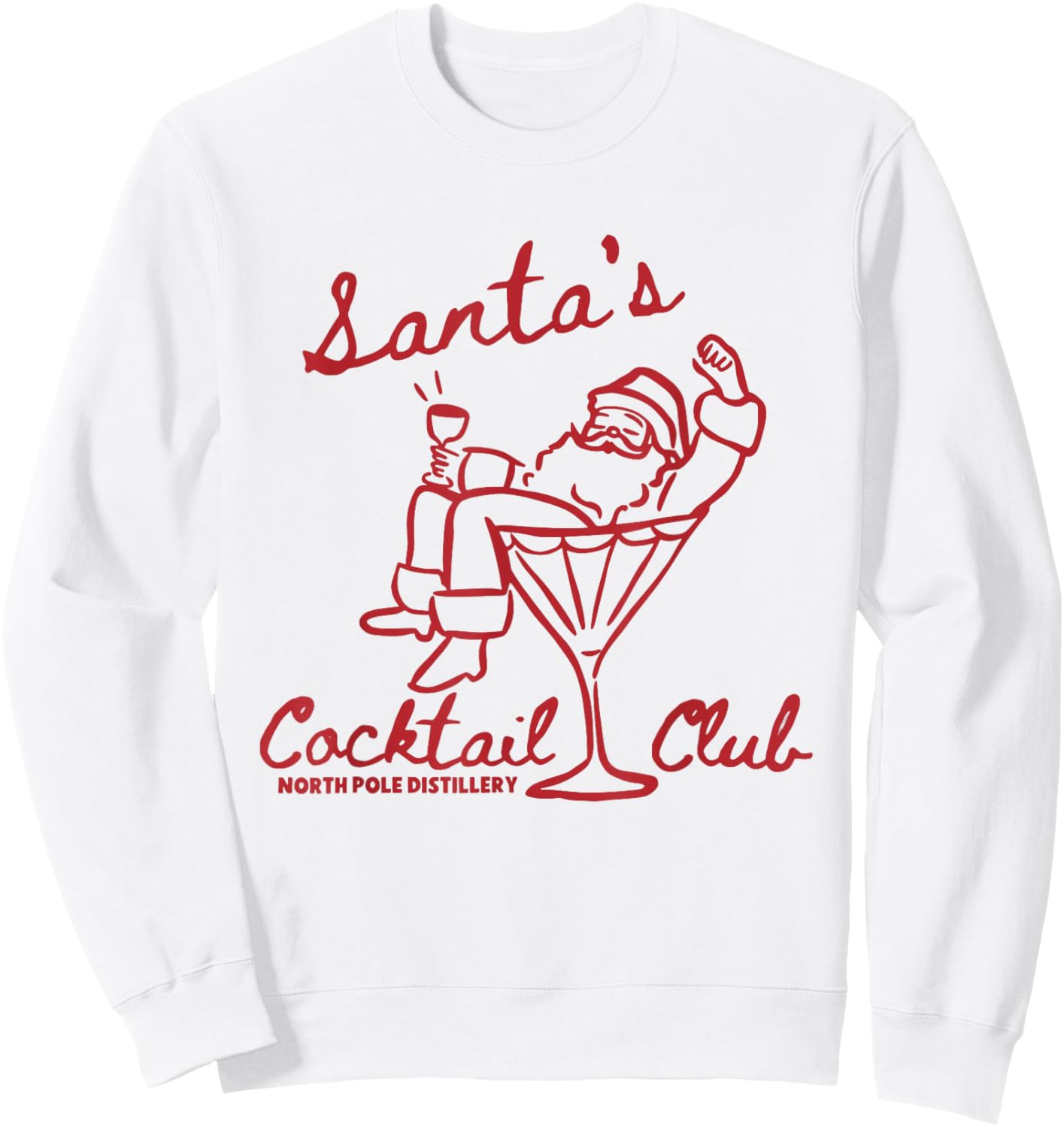 Santa's Cocktail Club North Pole Distillery Sweatshirt - Sweatshirt | White