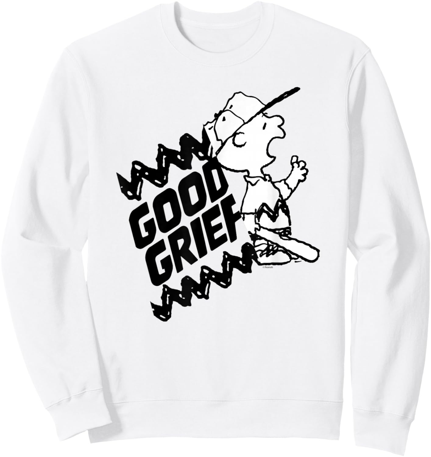 Peanuts - Charlie Brown Good Grief Baseball Sweatshirt - Sweatshirt | White
