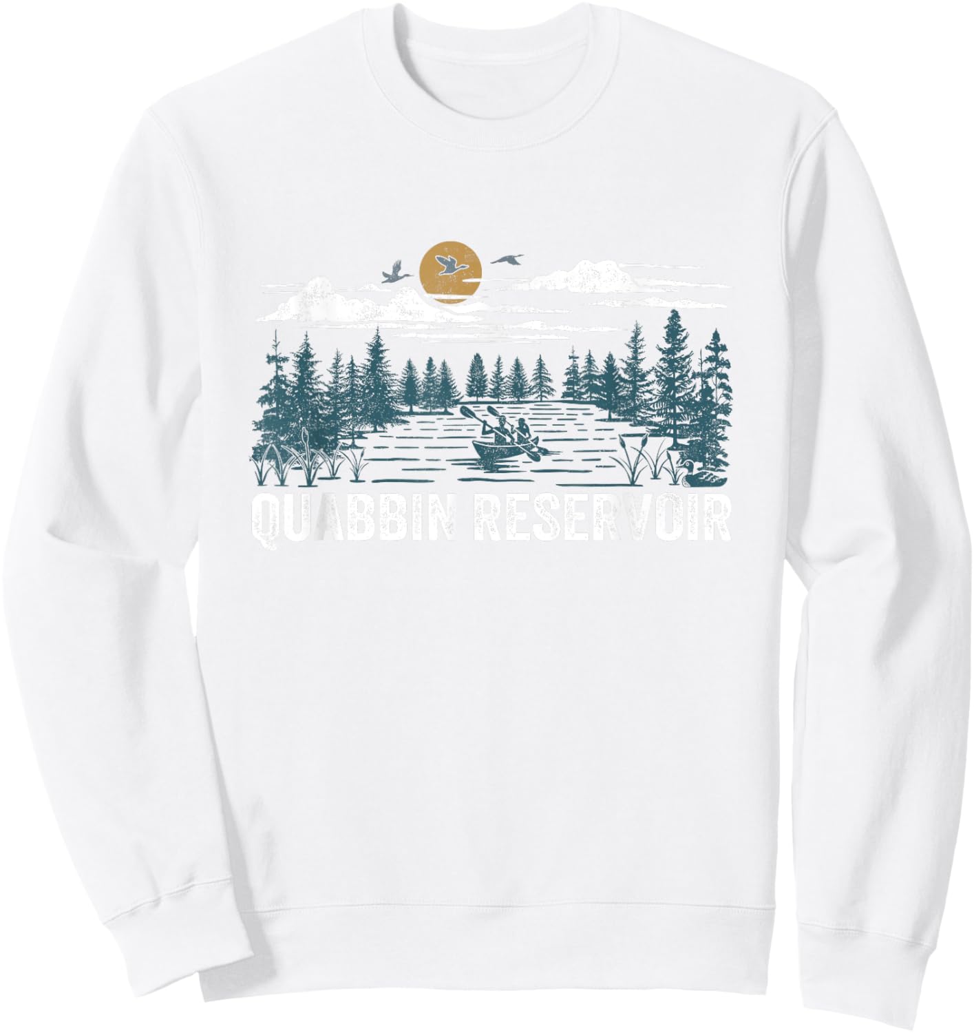 Quabbin Reservoir Massachusetts Sweatshirt - Sweatshirt | White