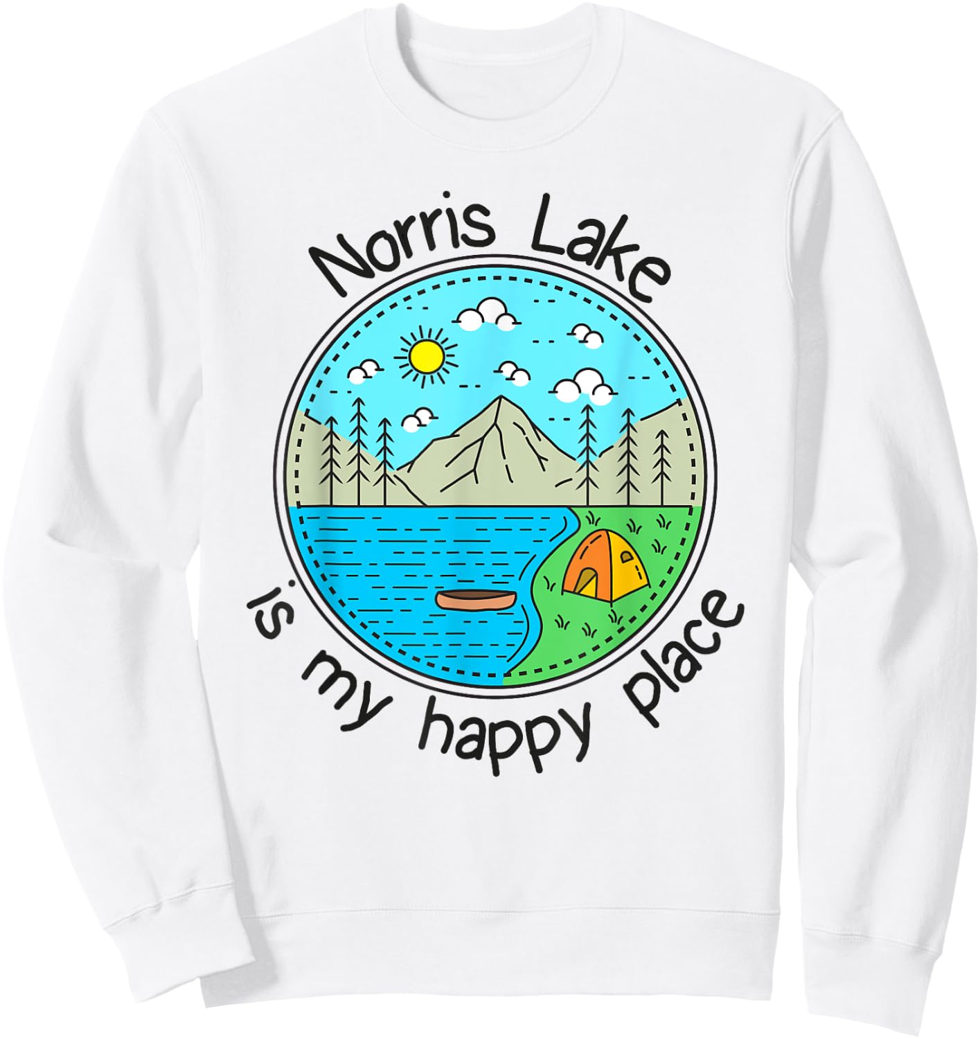 Fishing Boating Camping - My Happy Place Norris Lake Sweatshirt - Sweatshirt | White