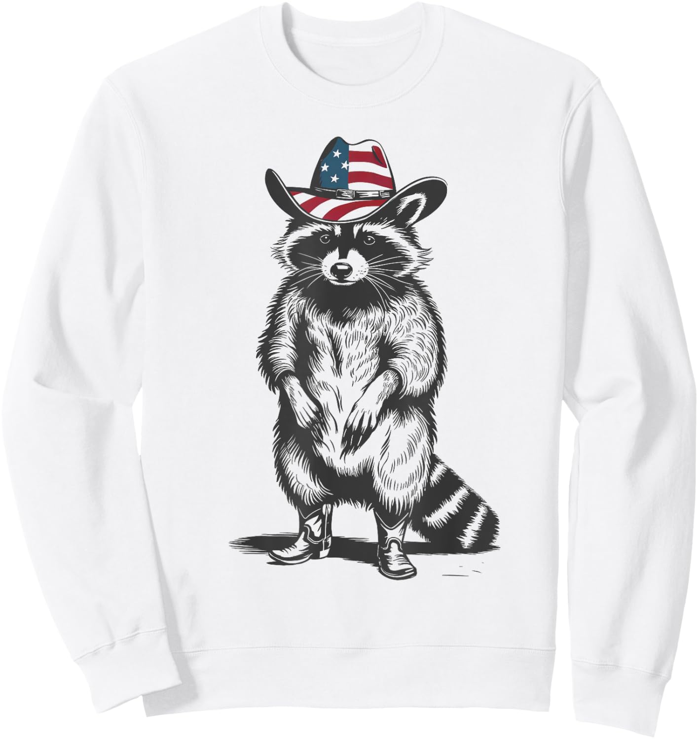 Vintage Racoon Trash Panda Cowboy Western Country Cowgirl Sweatshirt - Sweatshirt | White