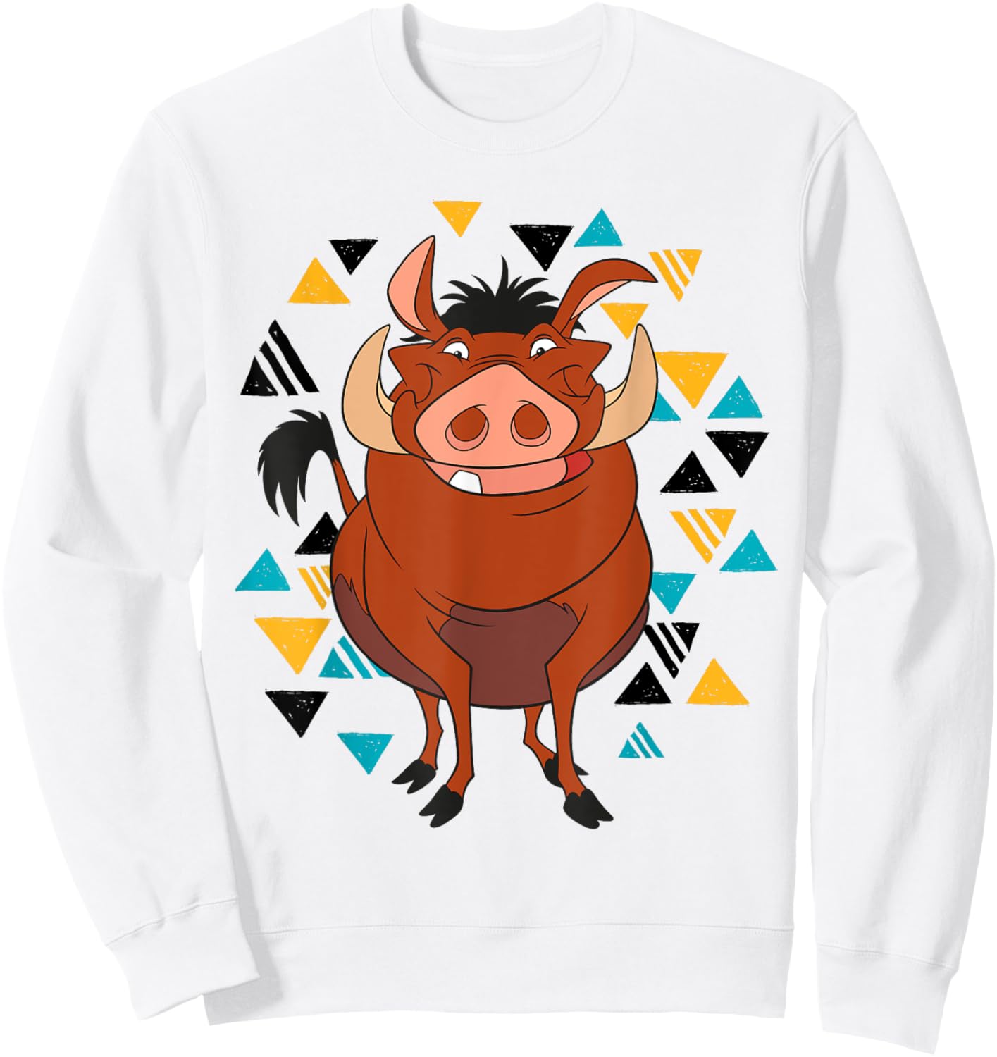 Disney The Lion King Pumbaa 90s Triangles Sweatshirt - Sweatshirt | White