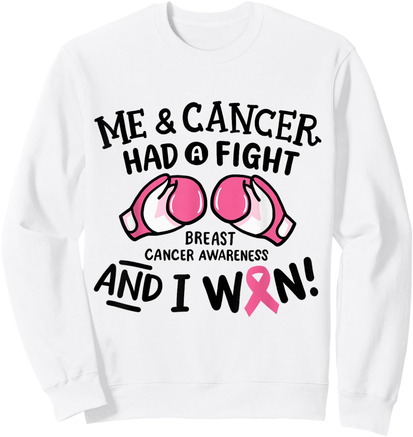 Breast Cancer Awareness I Fought Cancer & Won Pink Survivor Sweatshirt - Sweatshirt | White