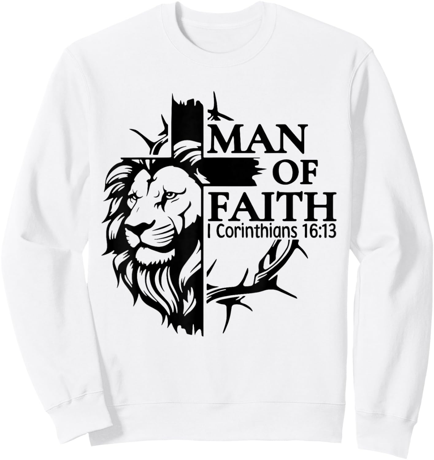 Faith, God, Religious, Man of Faith, Believe, Faith Cross Sweatshirt - Sweatshirt | White