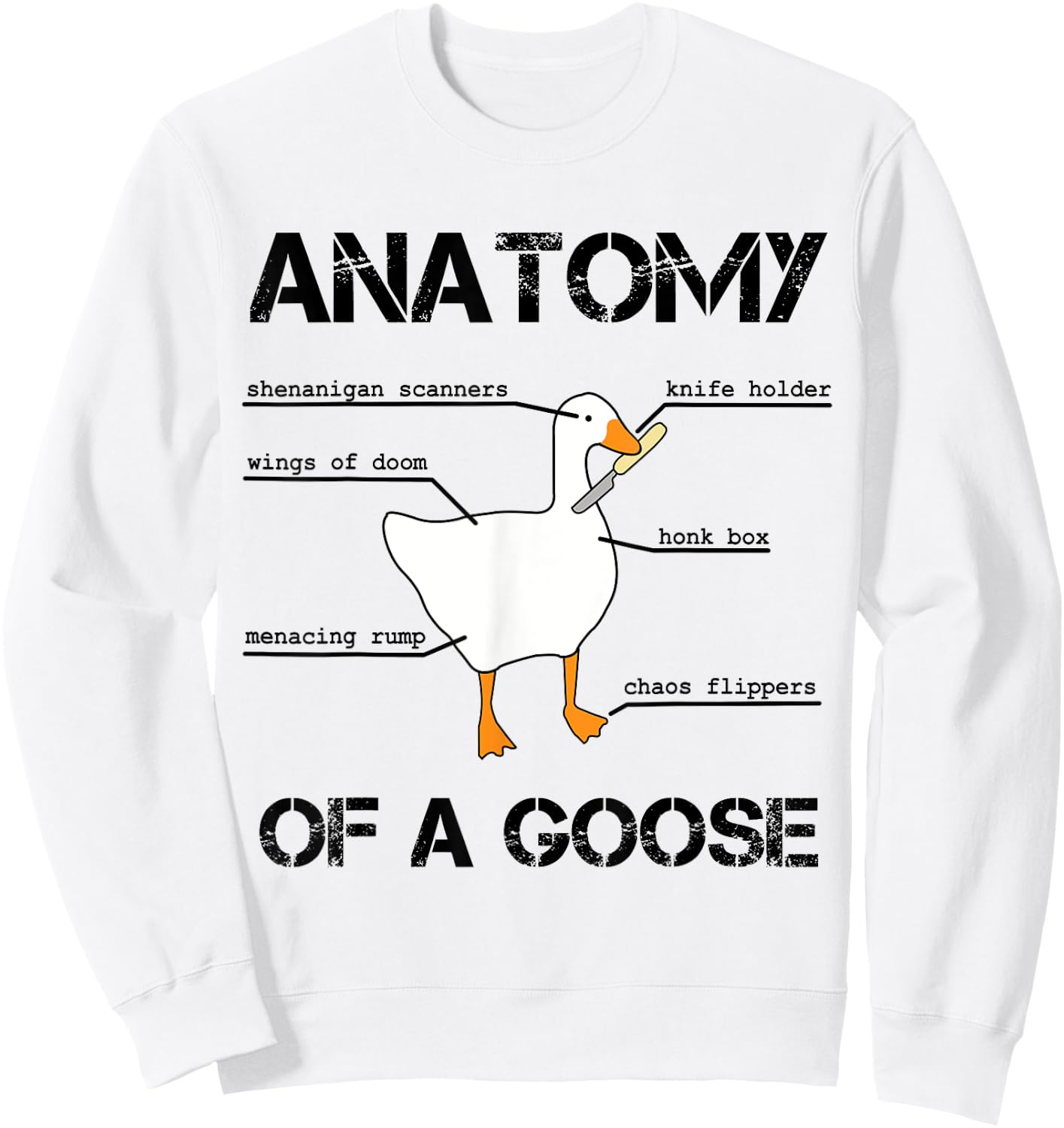 Anatomy of A Goose - Funny Duck Graphic Memes Sweatshirt - Sweatshirt | White