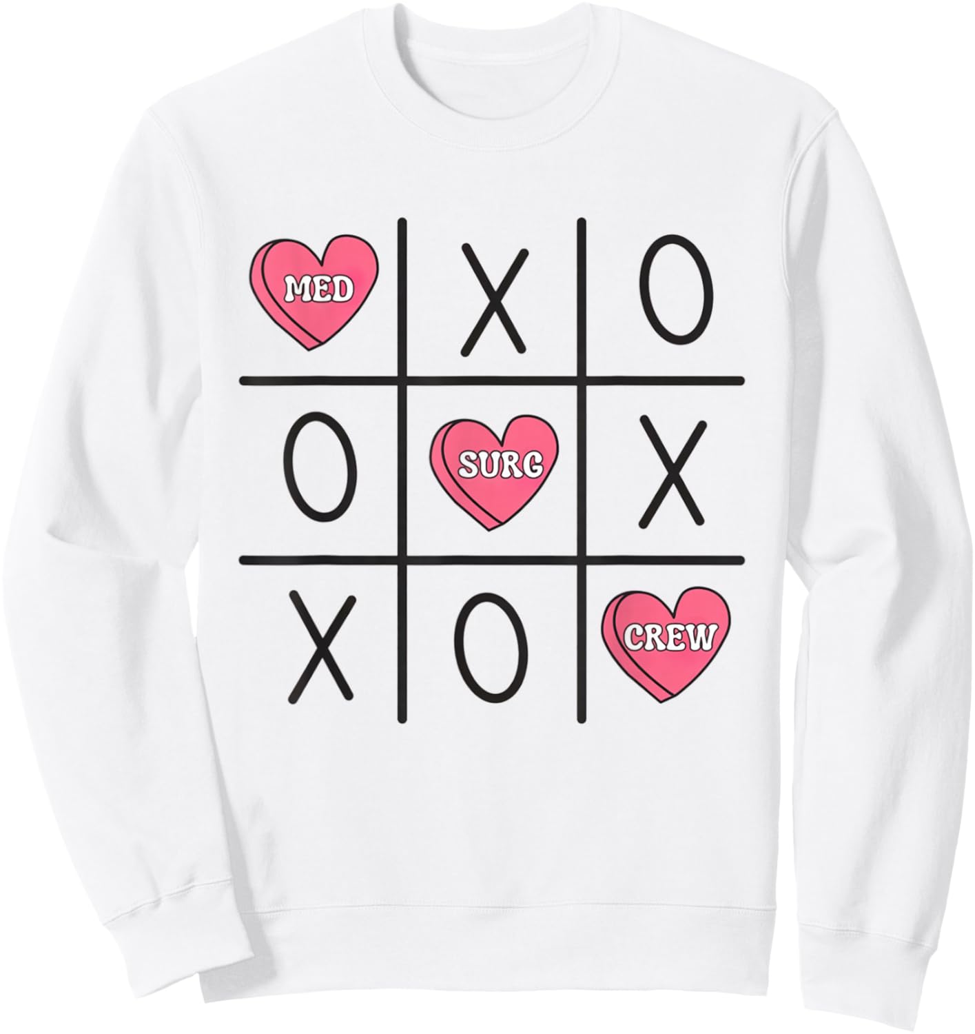 Women Med Surg Nurse Valentine's Day Medical Surgical Staff Sweatshirt - Sweatshirt | White
