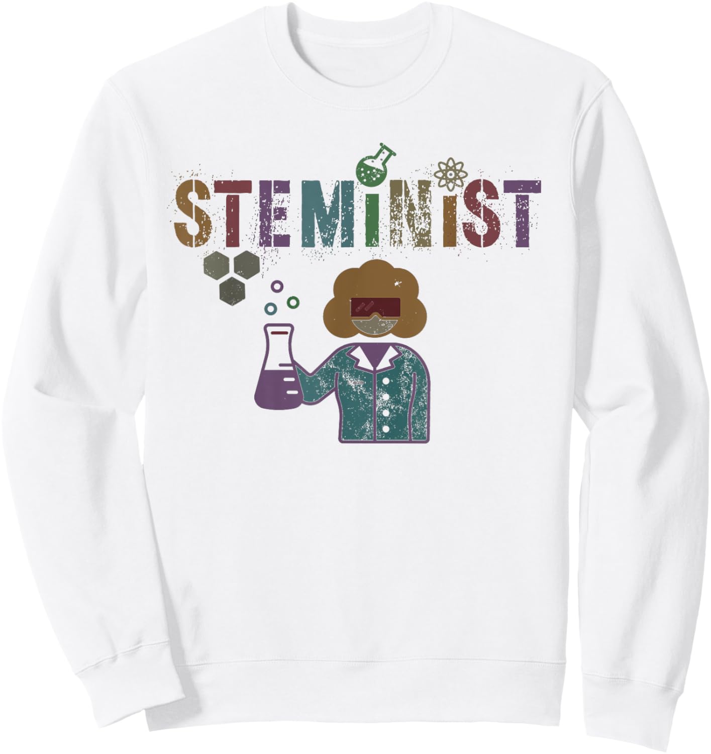 Retro STEMINIST Technology Science STEM Women Engineer Sweatshirt - Sweatshirt | White