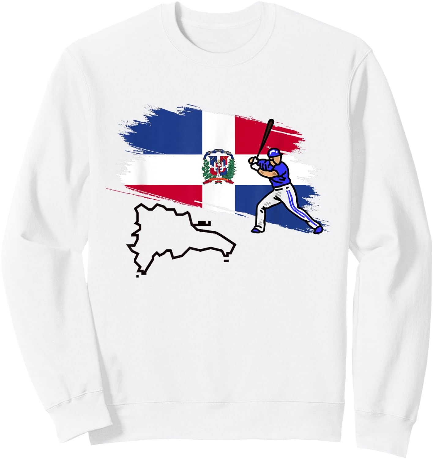 Dominican Republic Flag Baseball Player Dominican Pride Sweatshirt - Sweatshirt | White