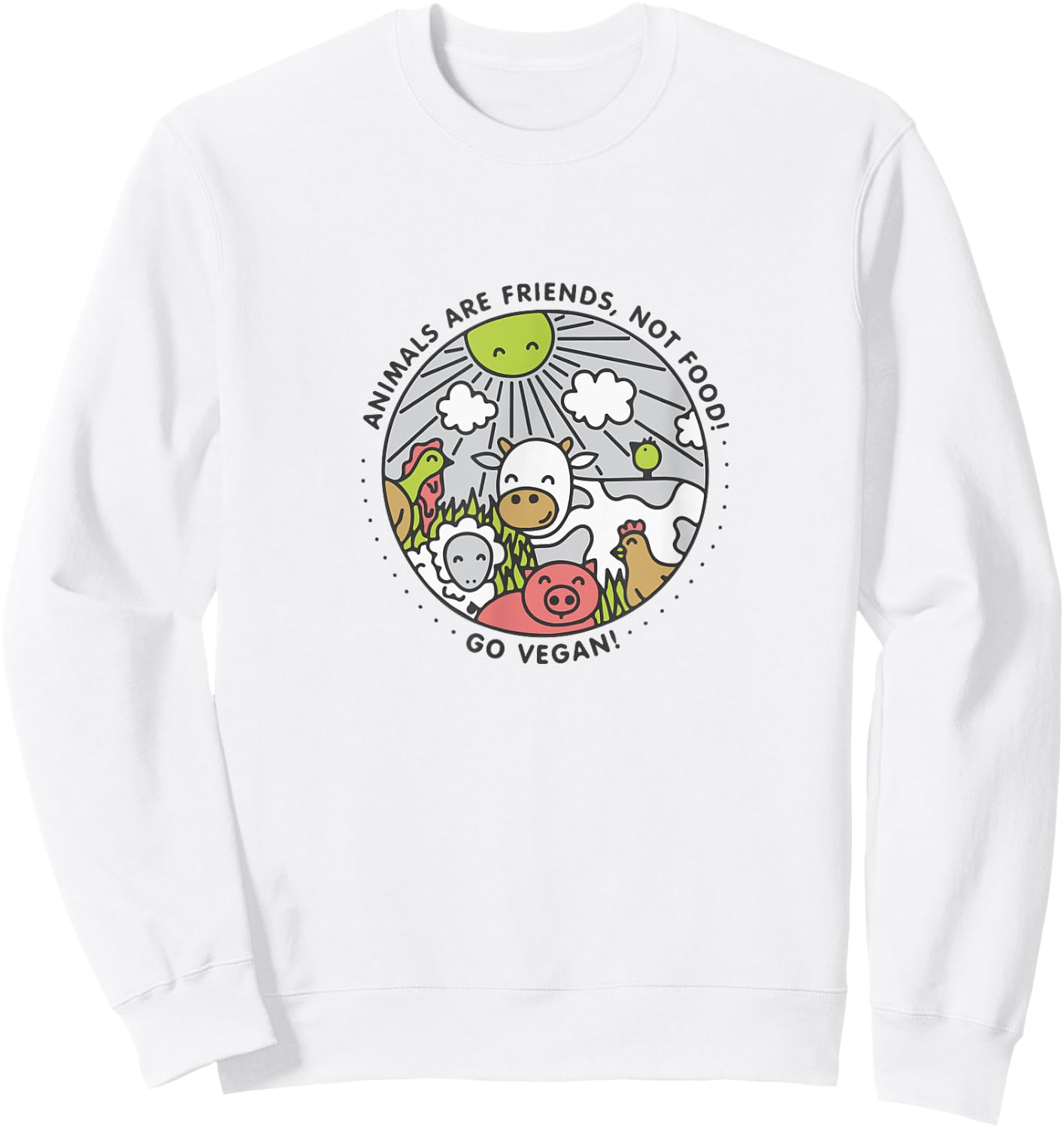 Animals Are Friends Not Food Vegan Shirt Sweatshirt - Sweatshirt | White