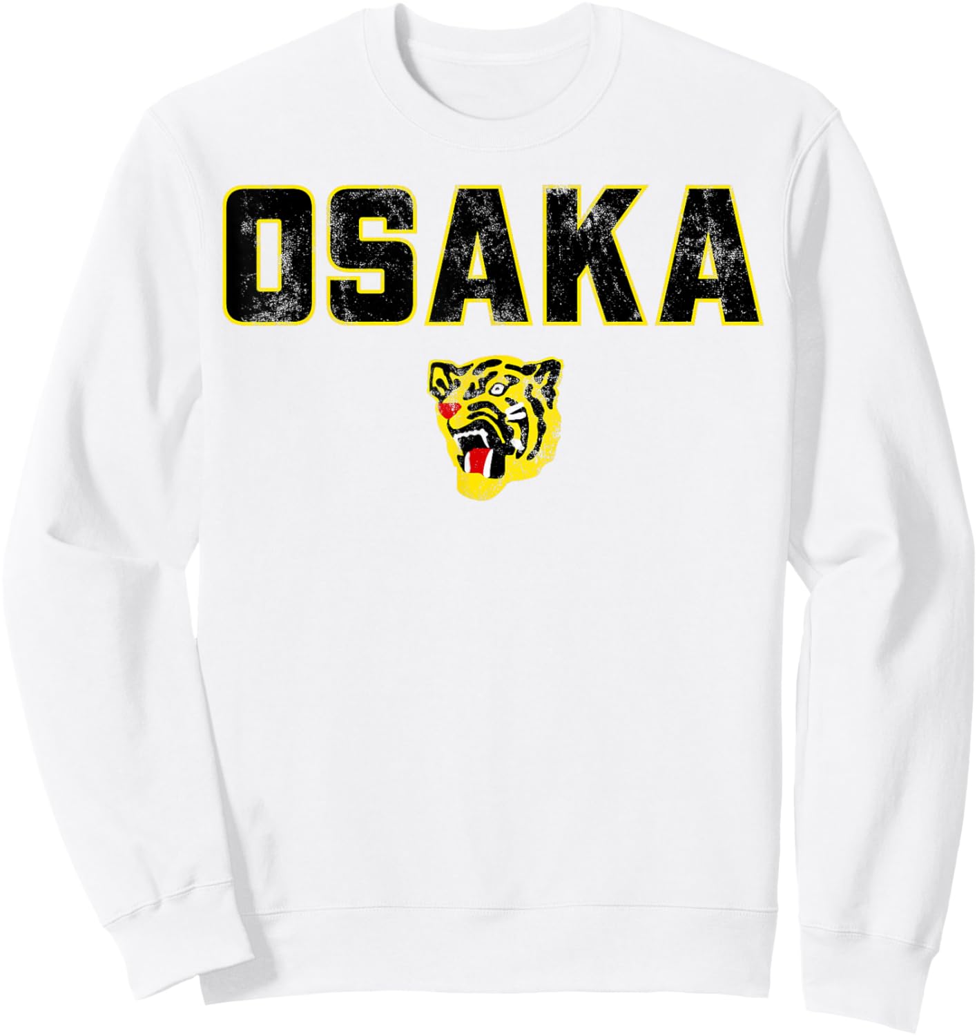 Osaka Tigers Vintage Japanese Baseball (Black) Sweatshirt - Sweatshirt | White