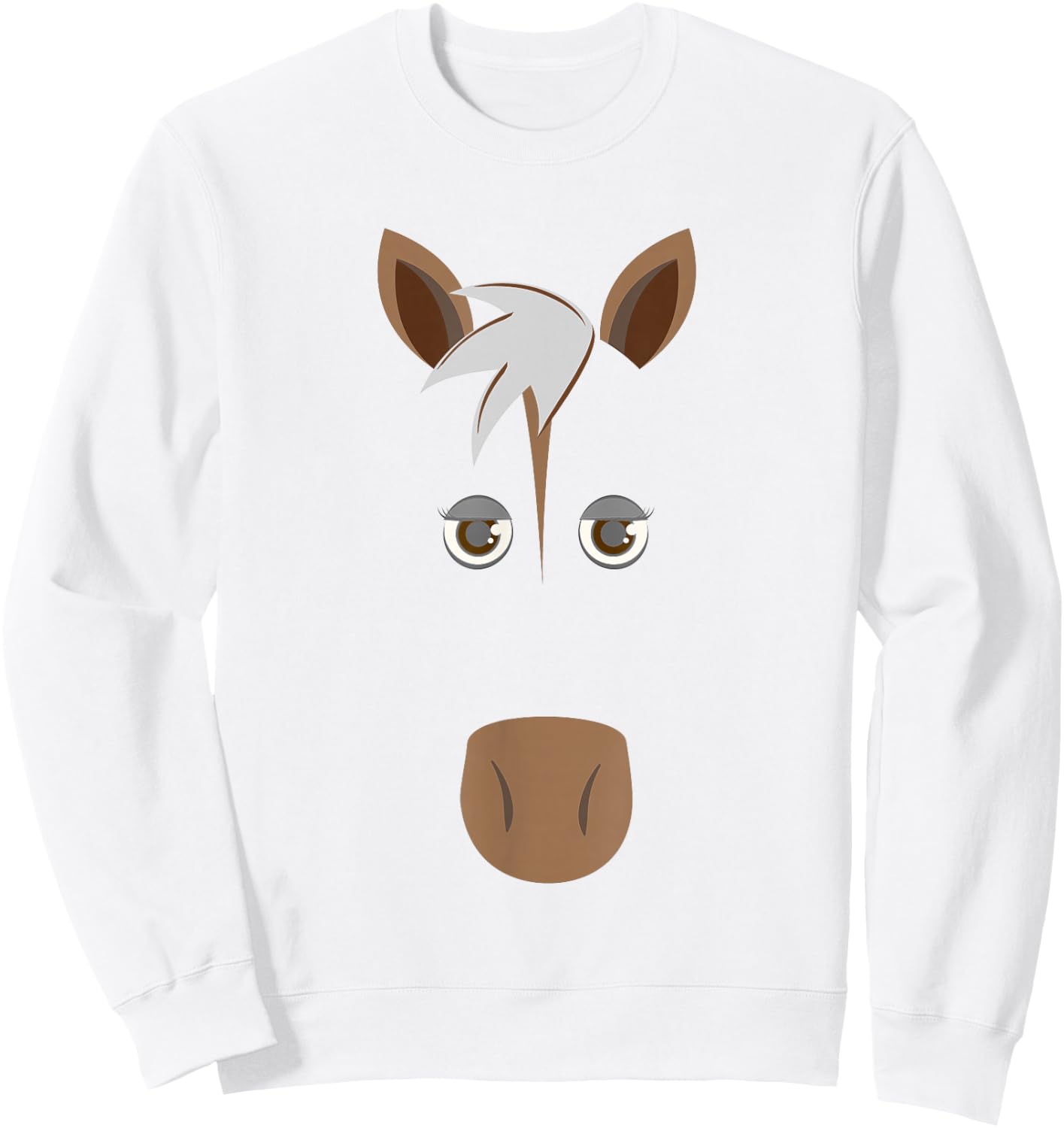 Funny Horse Face , Halloween Face Costume Sweatshirt - Sweatshirt | White