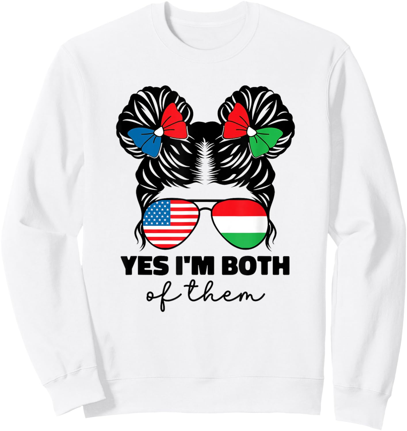 Half Hungarian And American Hungary Flag Magyar Kids Girl Sweatshirt - Sweatshirt | White