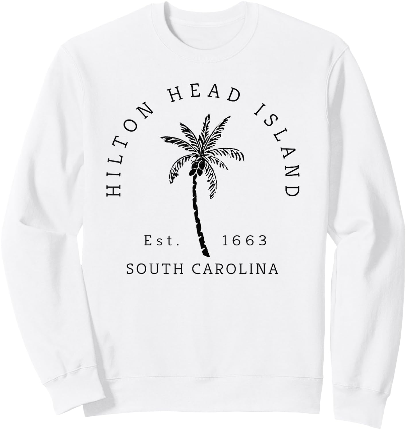 Retro Cool Original Hilton Head Island Palm Tree Novelty Art Sweatshirt - Sweatshirt | White
