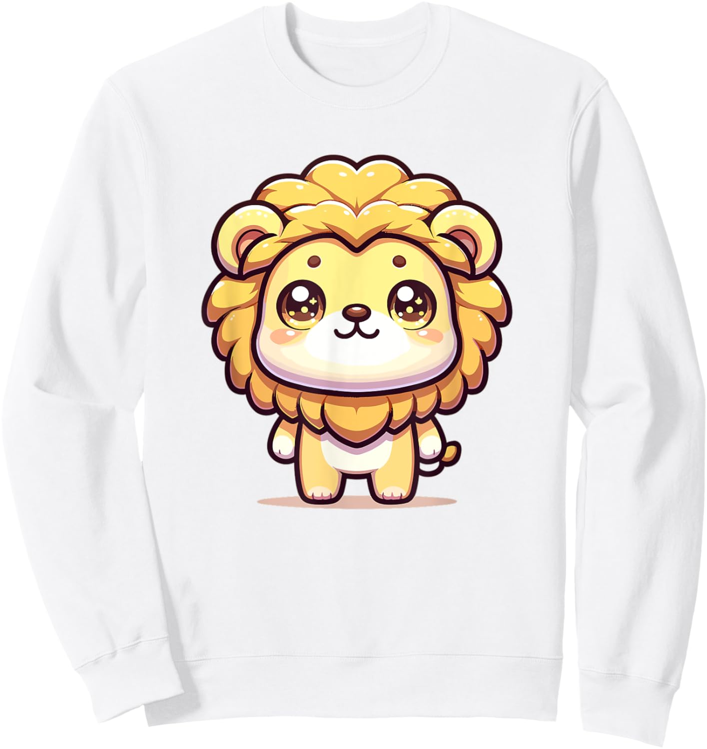 Adorable Cute Japanese Kawaii Chibi Lion Sweatshirt - Sweatshirt | White