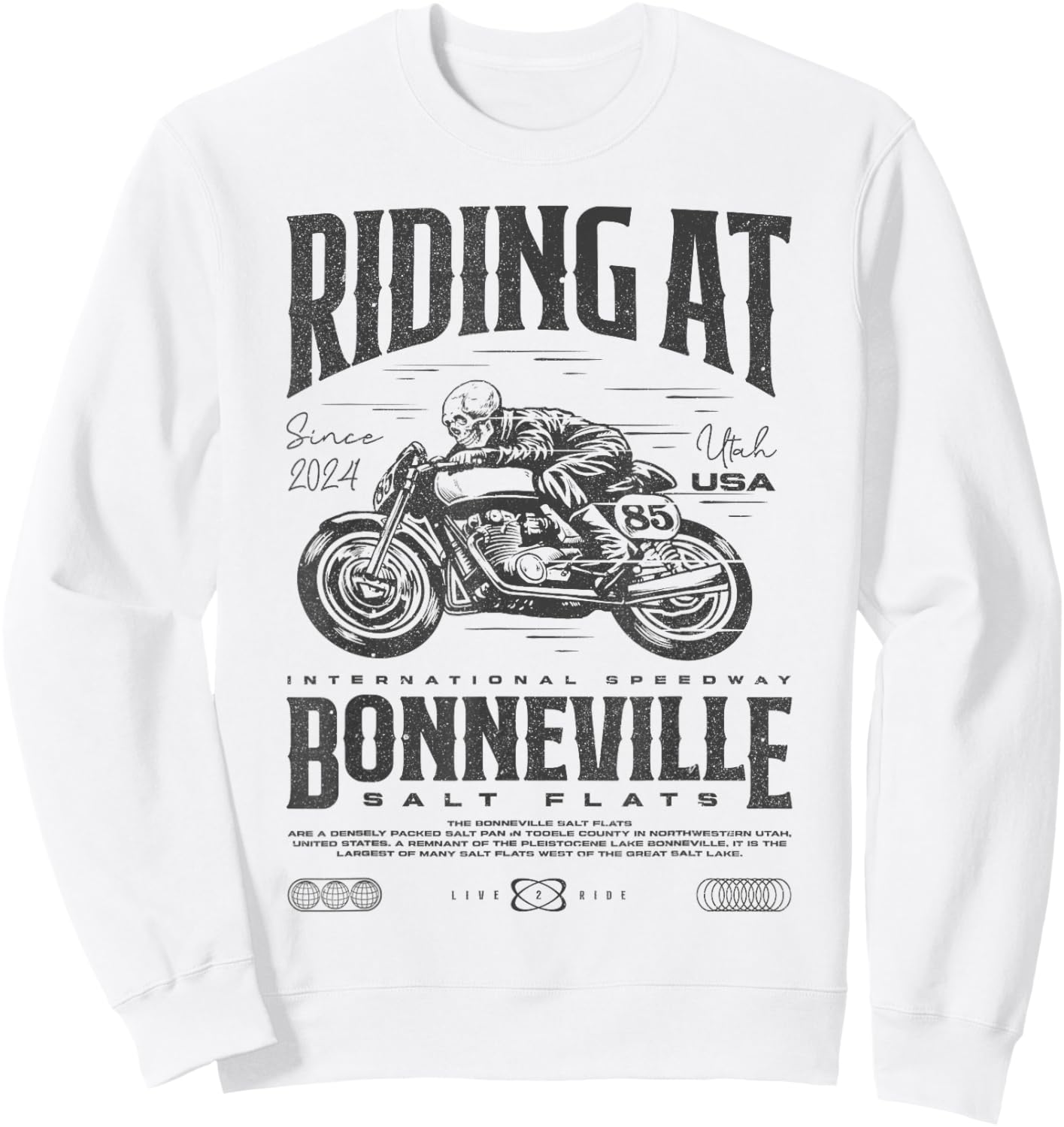 Bonneville Salt Flats Motorcycle Birthday 2024 Biker Sweatshirt - Sweatshirt | White