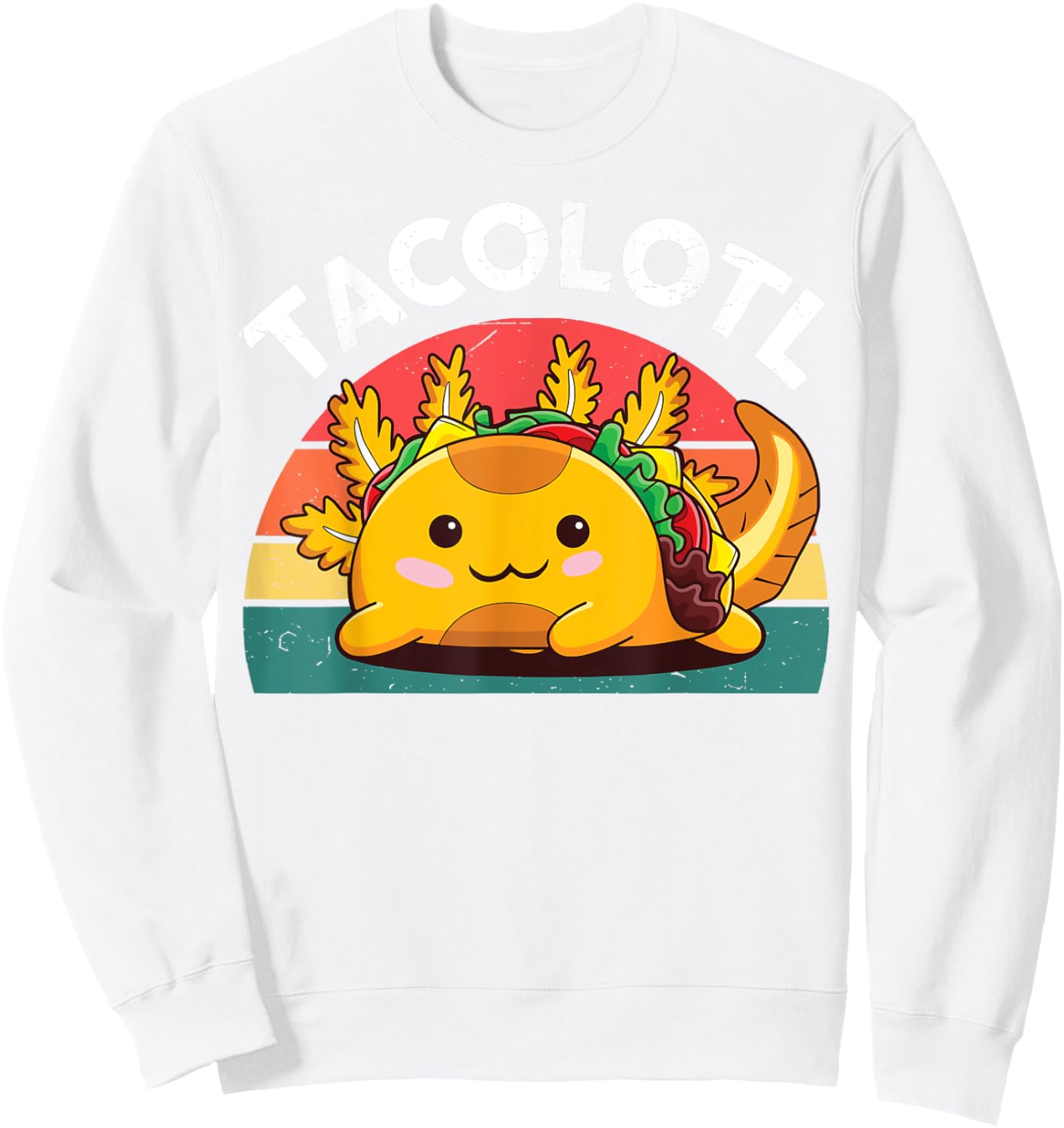 Taco Axolotl-Shirt Funny Taco Tuesday Mexican Sweatshirt - Sweatshirt | White
