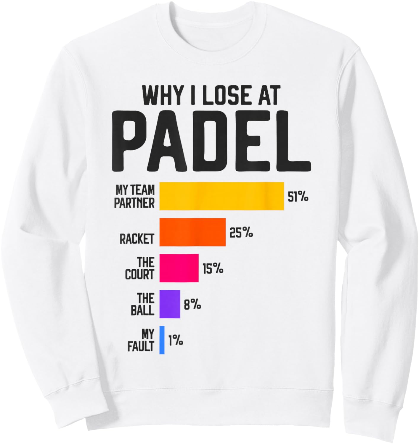 Why I Lose at Padel Tennis Funny Excuses Sweatshirt - Sweatshirt | White