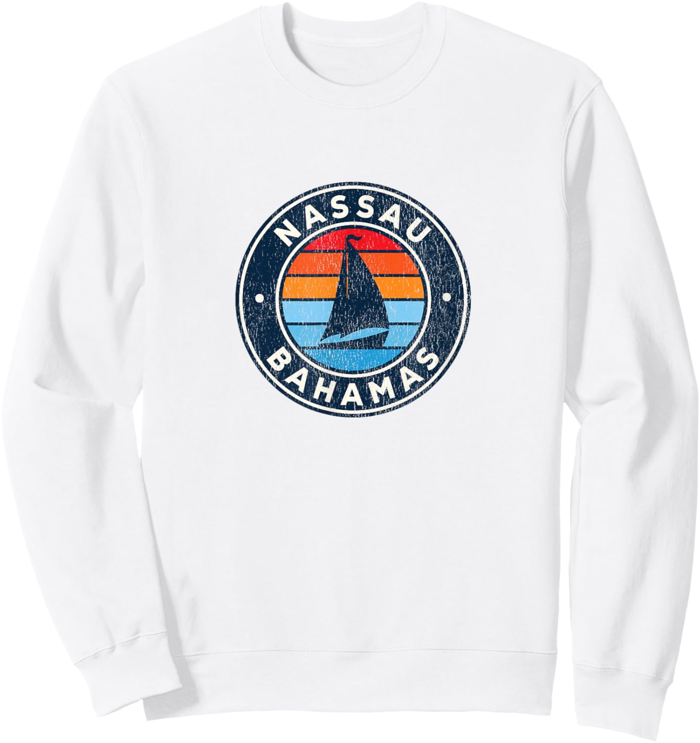 Nassau Bahamas Sailboat Retro 70s Sweatshirt - Sweatshirt | White
