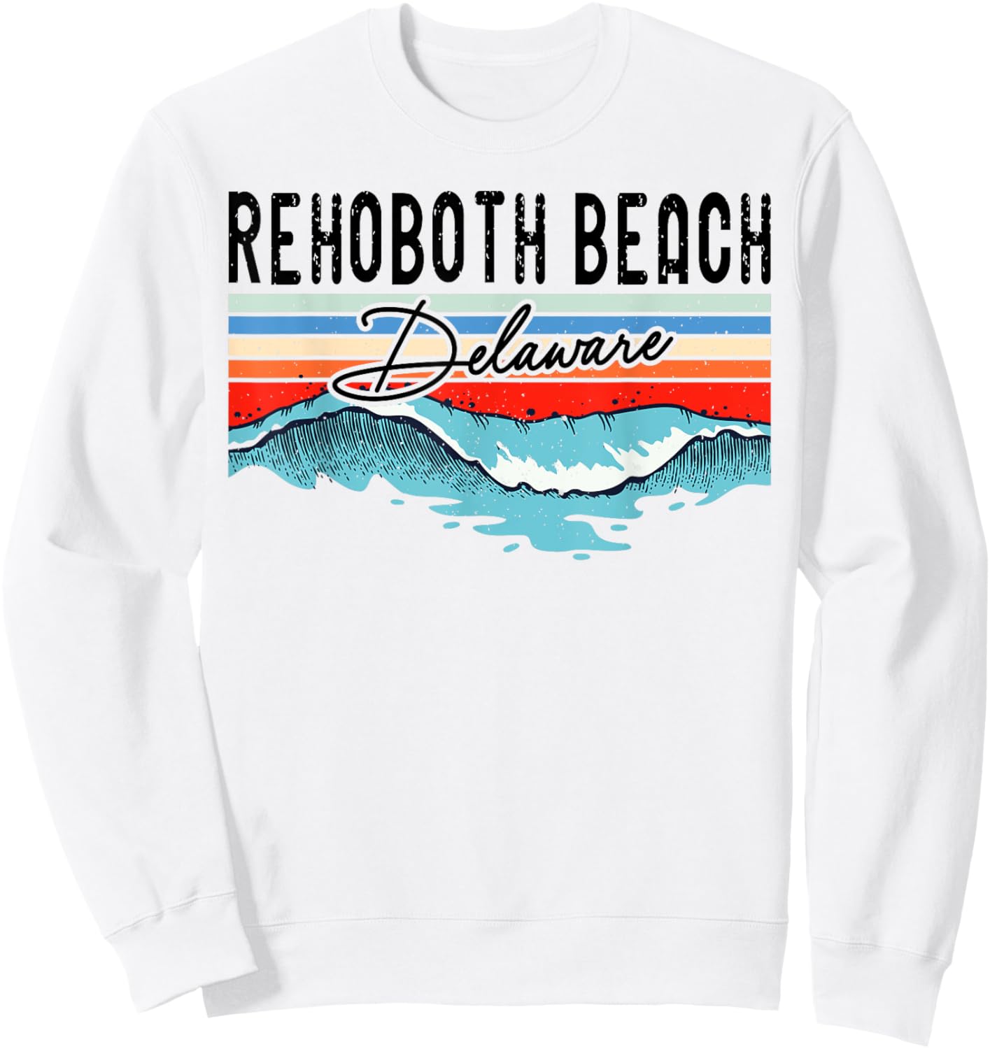 Retro Rehoboth Beach Delaware Surfer Surfboarder Women Kids Sweatshirt - Sweatshirt | White
