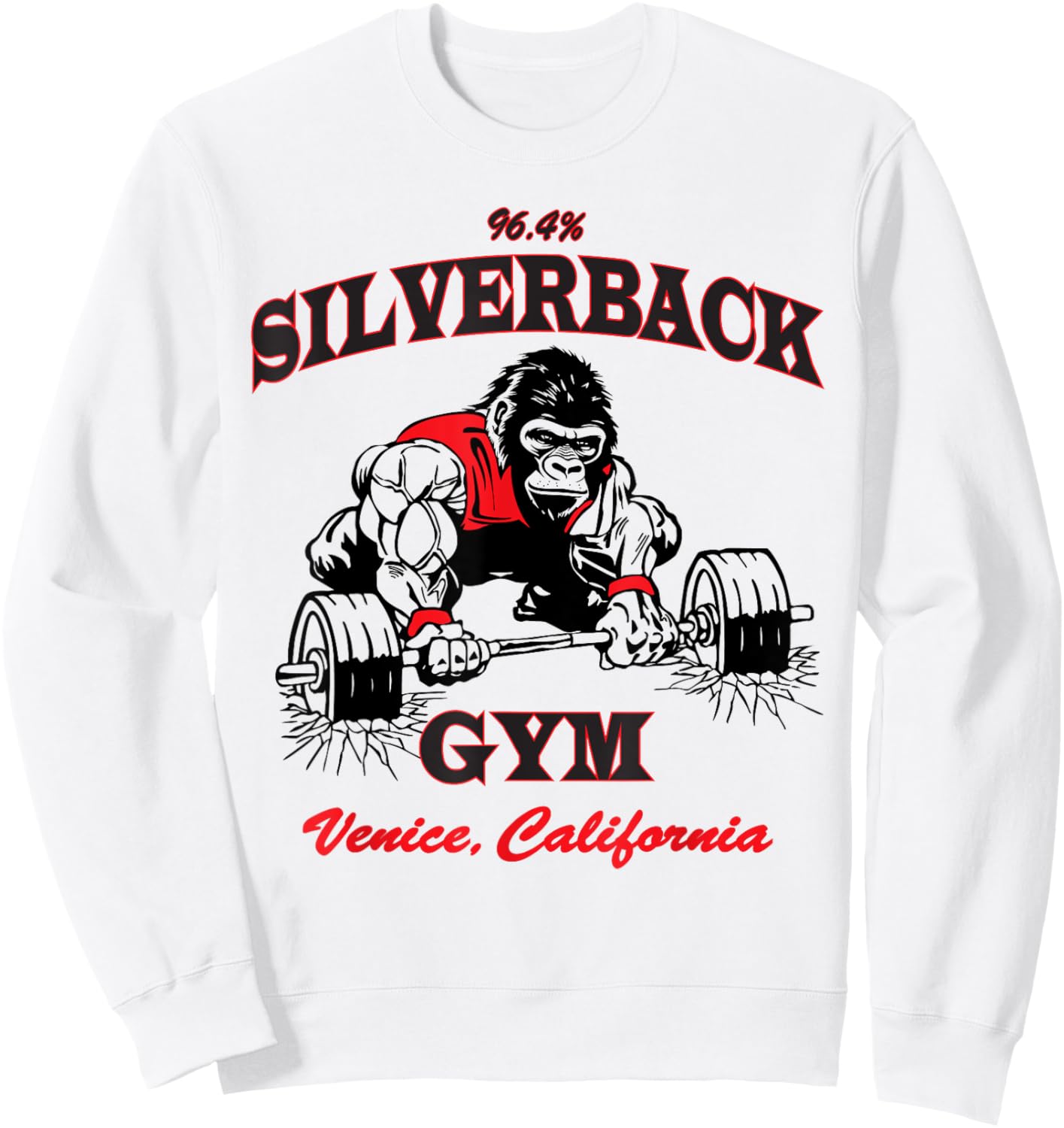 96.4% Silverback gym apparel, body building, gym Venice retr Sweatshirt - Sweatshirt | White