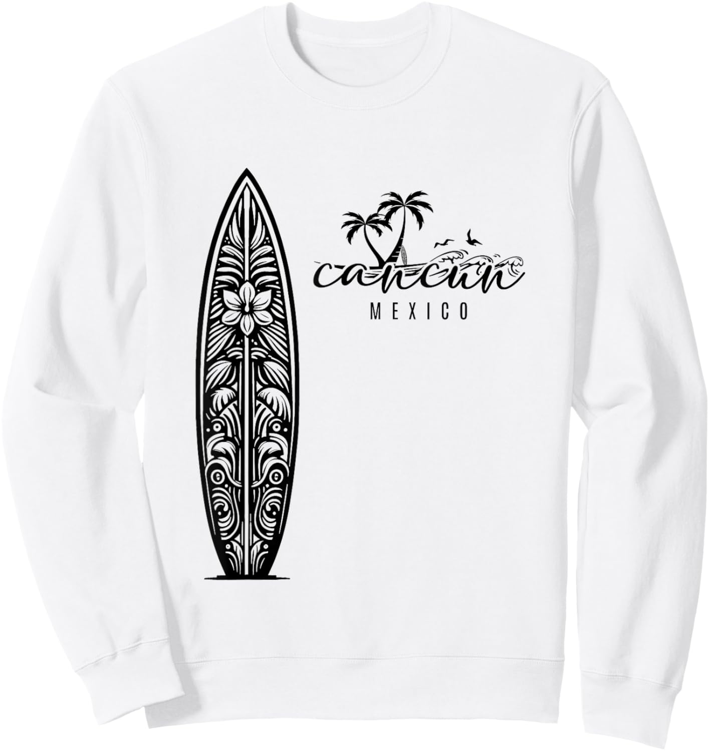Cancun Mexico Beach Surfing Surfboard Retro Sweatshirt - Sweatshirt | White
