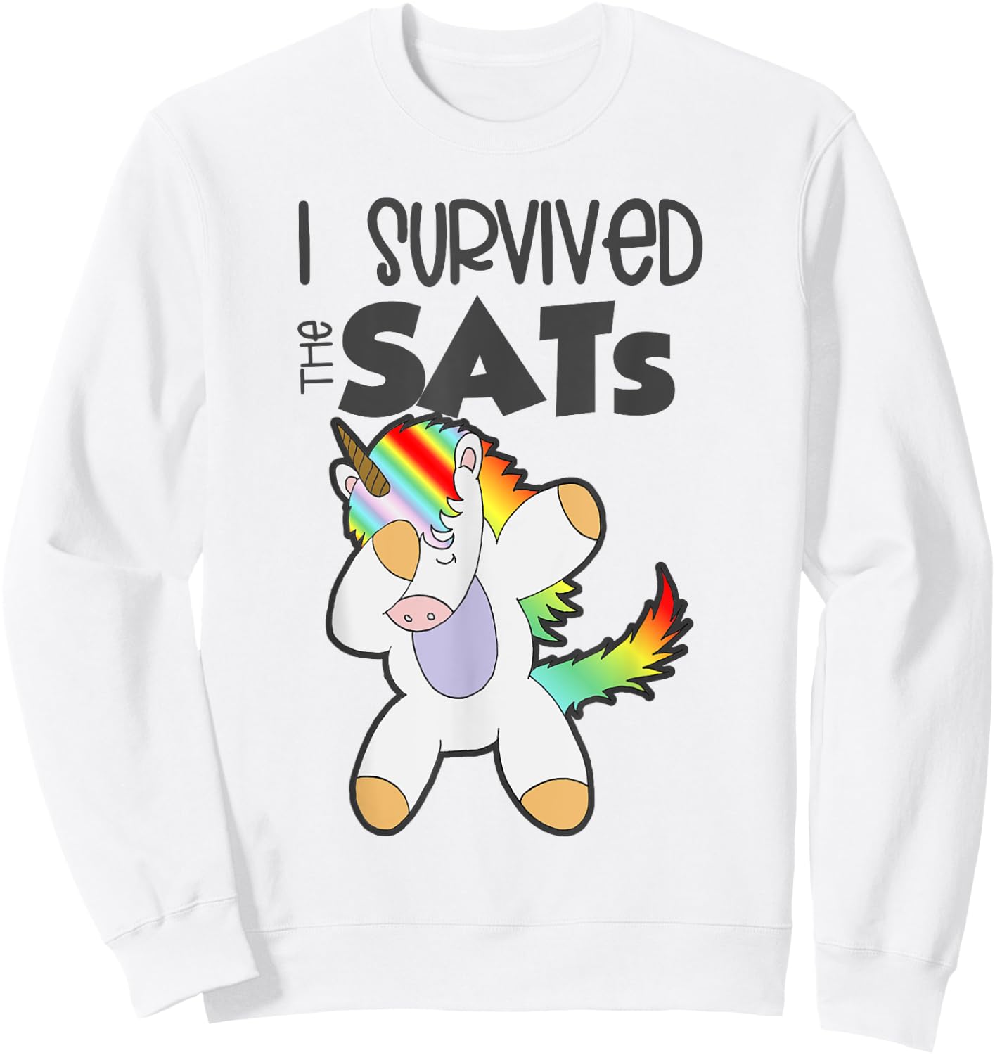 I Survived the SATs Dabbing Unicorn Test Day Exam Education Sweatshirt - Sweatshirt | White
