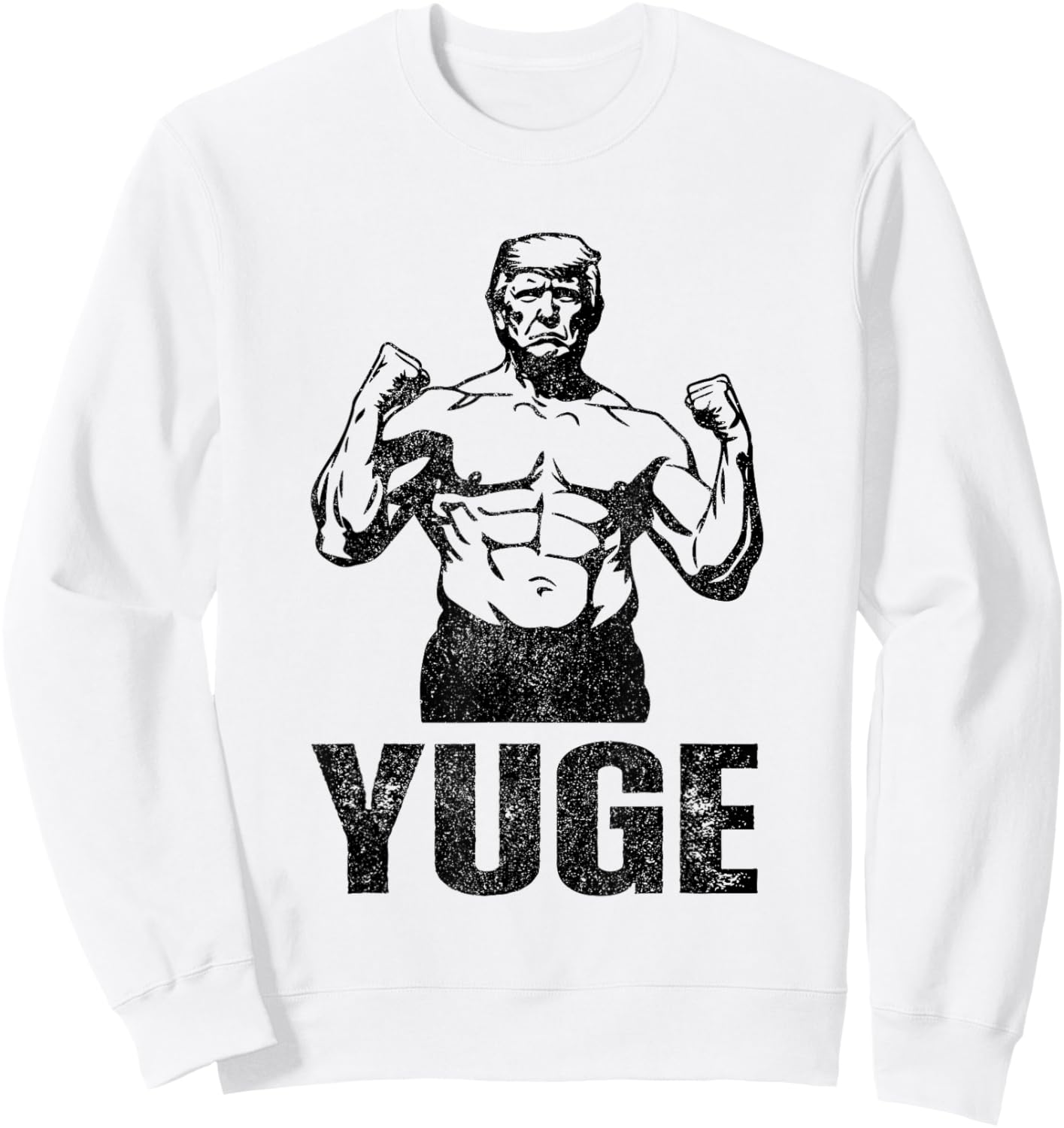 Muscle Trump 2024 Yuge Muscular Flex Trump Funny Patriotic Vintage Workout Gym Sweatshirt - Sweatshirt | White