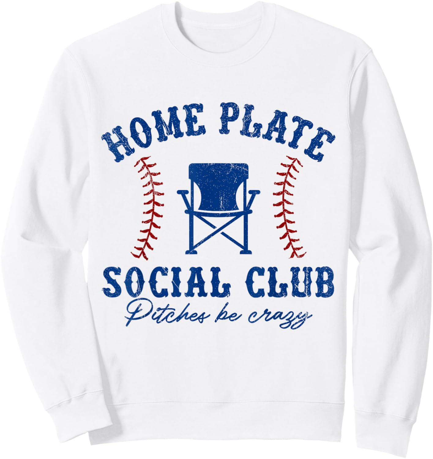 Home Plate Social Club Pitches Be Crazy Baseball Sweatshirt - Sweatshirt | White