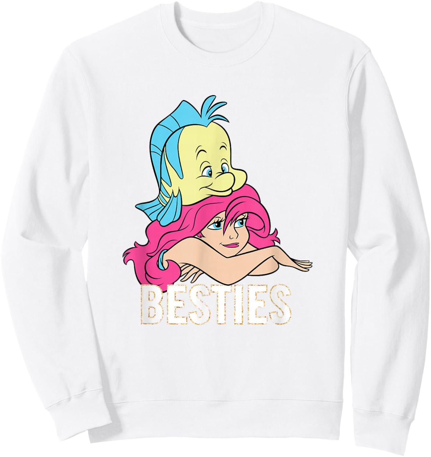 Disney The Little Mermaid Ariel And Flounder Besties Retro Sweatshirt - Sweatshirt | White