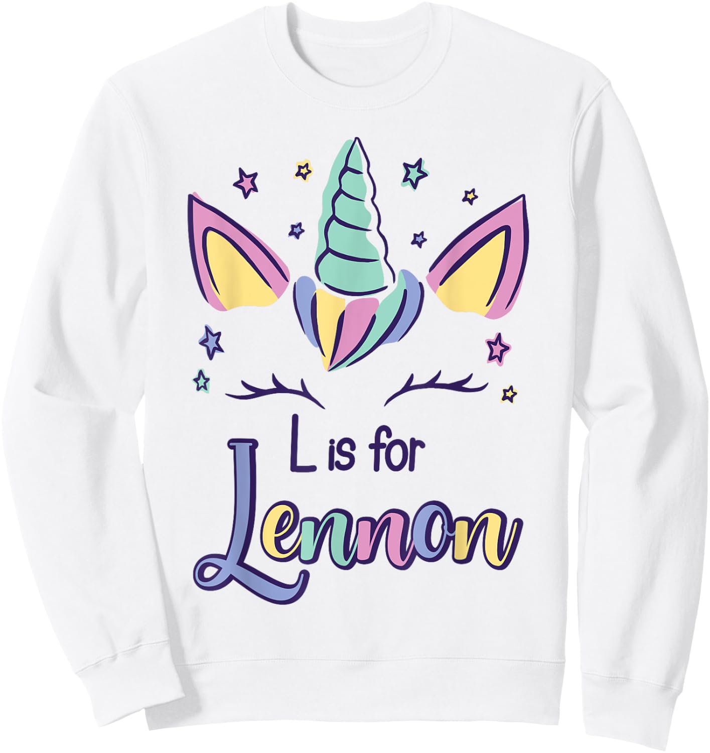 First Name Lennon Personalized L Is For Lennon Sweatshirt - Sweatshirt | White