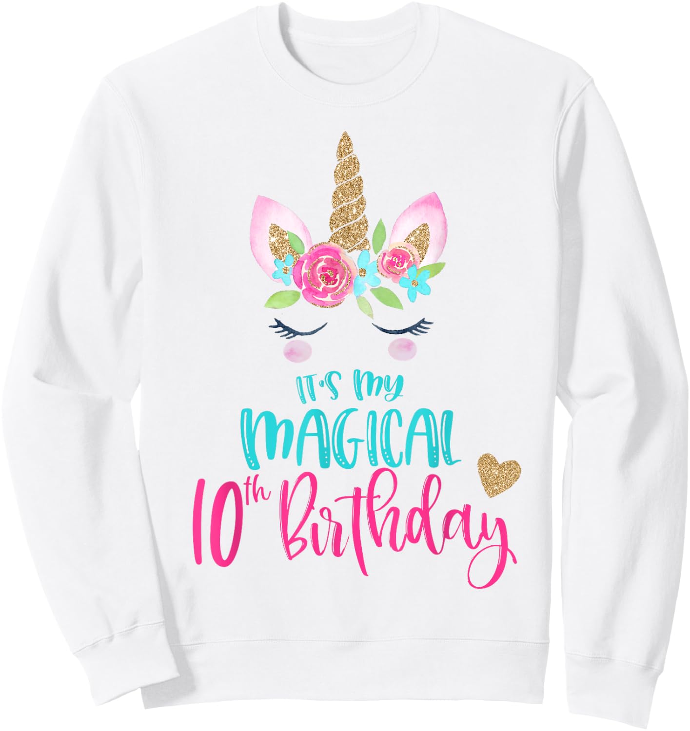 Unicorn 10th Birthday Party Shirt Girl 10 Years Old Sweatshirt - Sweatshirt | White