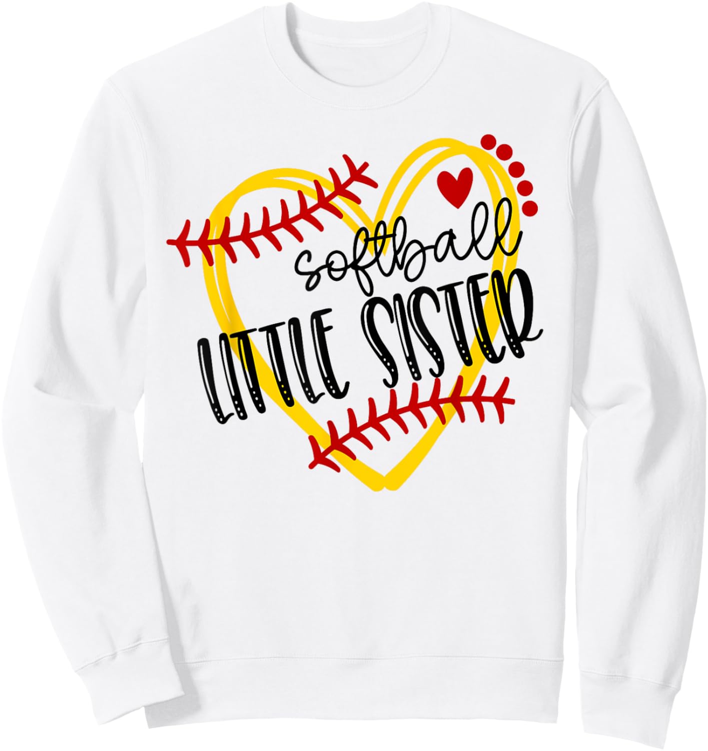 Personalized Softball Heart Cute Little Sister Women Sweatshirt - Sweatshirt | White