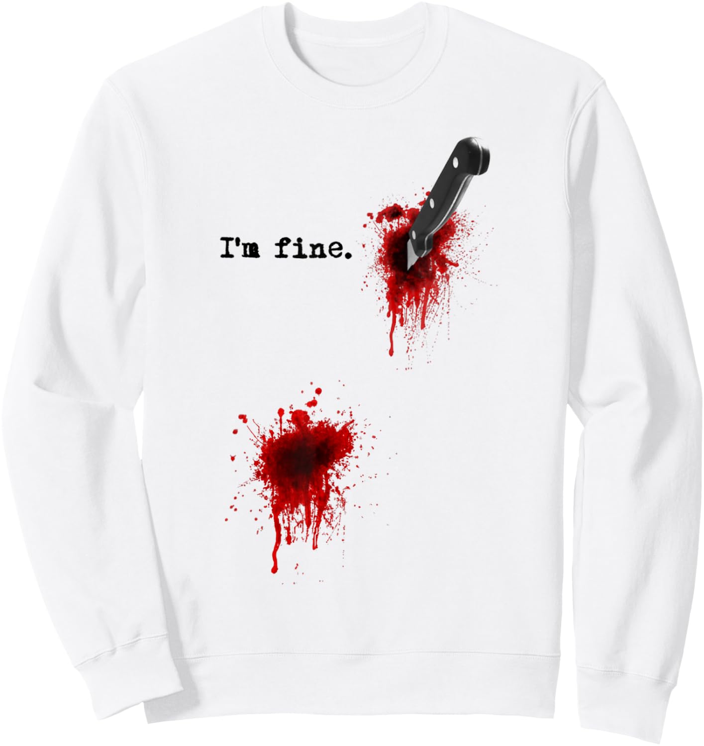 I'm Fine Graphic Sarcastic Movie Humor Zombie Halloween Sweatshirt - Sweatshirt | White