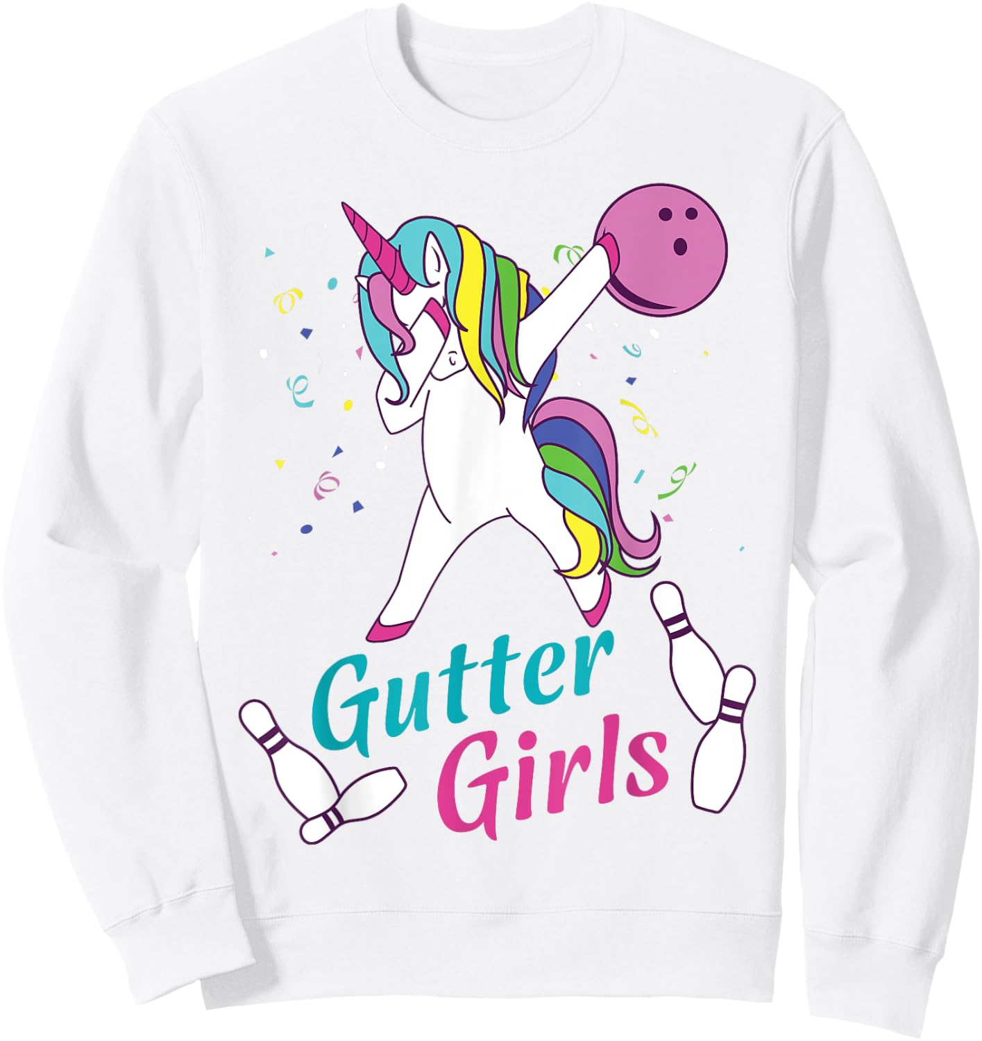 Gutter Girls Unicorn Bowling Team Shirt Sweatshirt - Sweatshirt | White