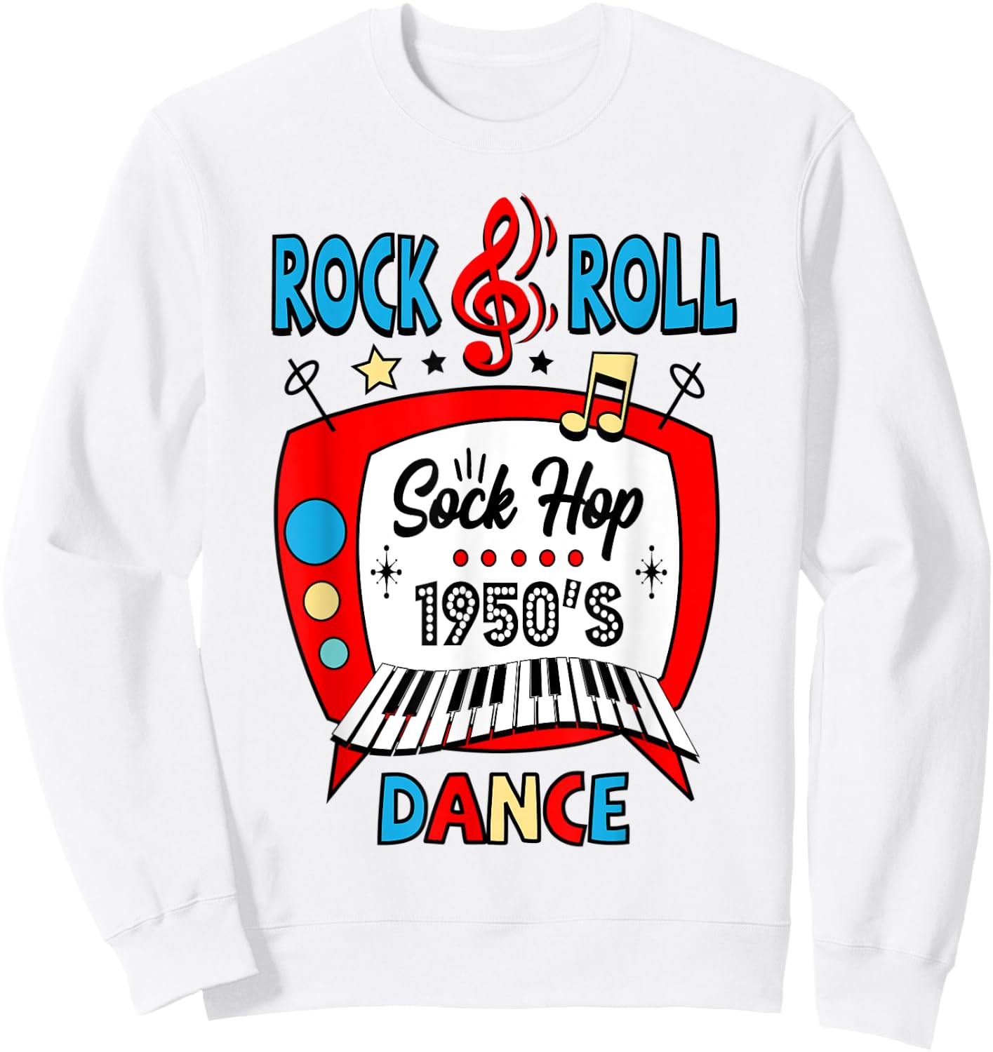 50s Rockabilly Vintage 1950s Clothing Men Sock Hop Sweatshirt - Sweatshirt | White